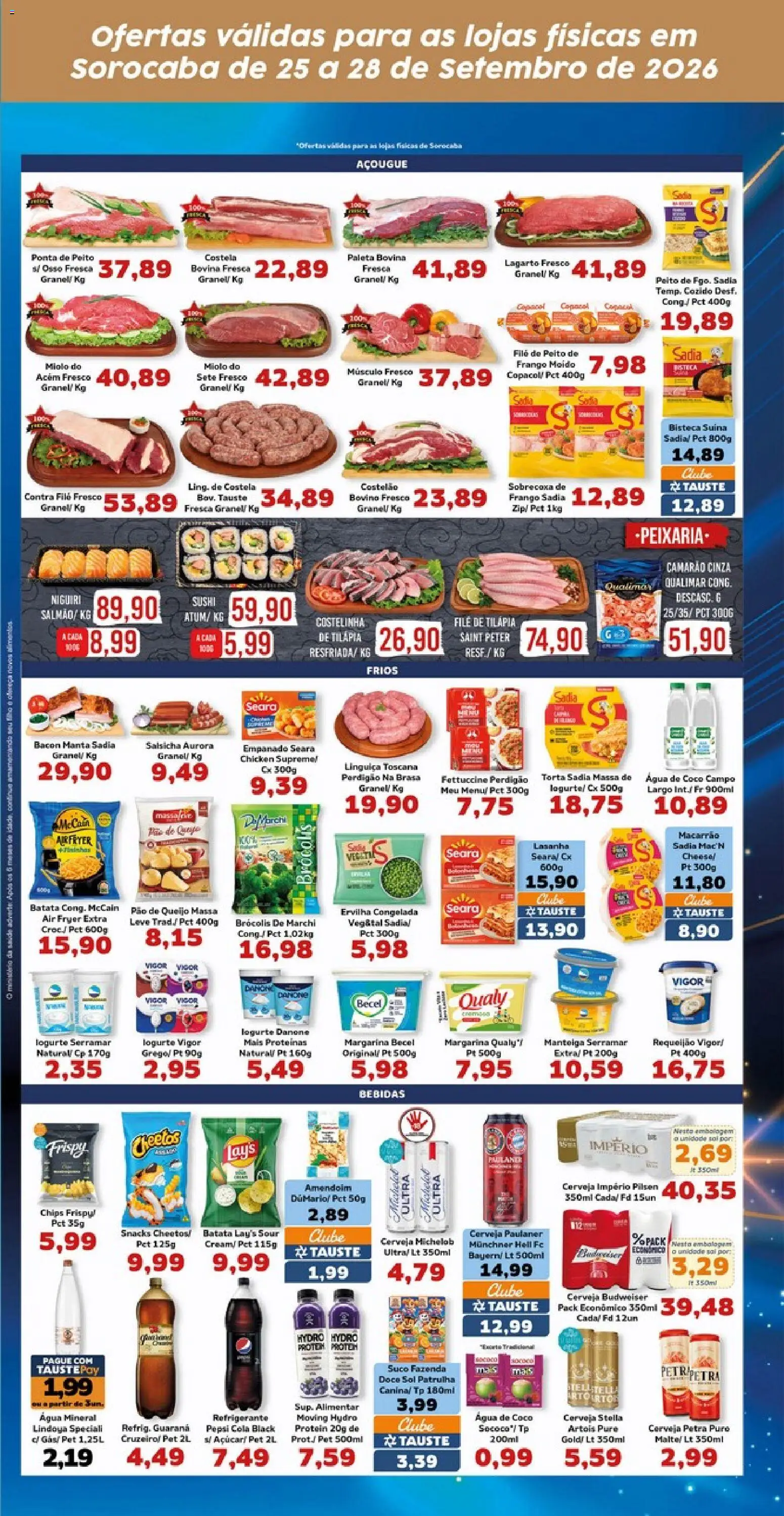 Tauste Folheto - válido de 25/09/2026 | Página: 4 | Produtos: Água de coco, Pão, Lasanha, Água mineral