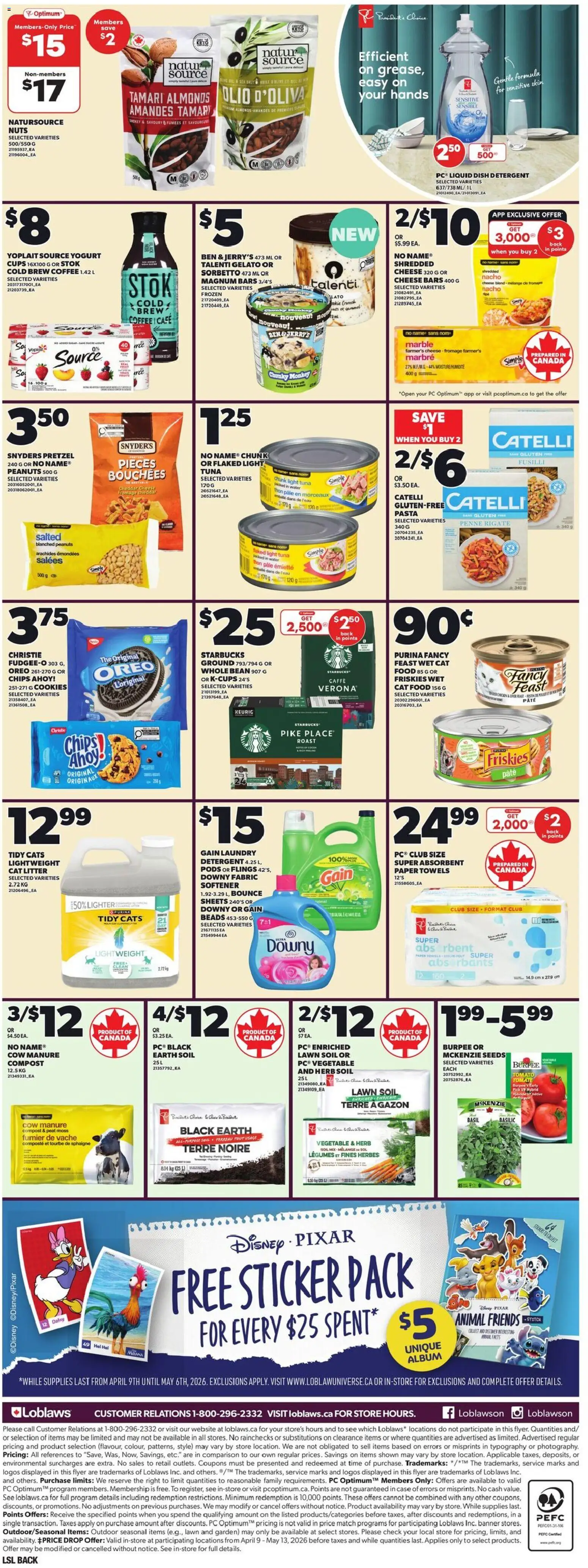 Loblaws flyer valid from 09.04.2026 | Page: 4 | Products: Pasta, Cookies, PC, Cheese