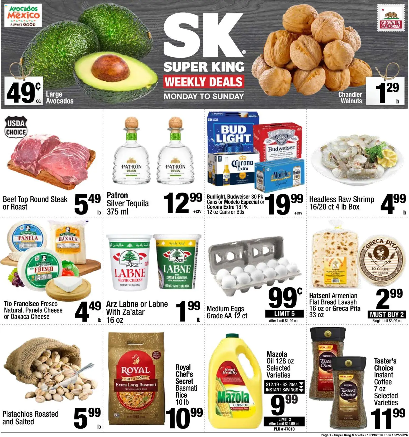 Super King Monday, October 19 Great Value
