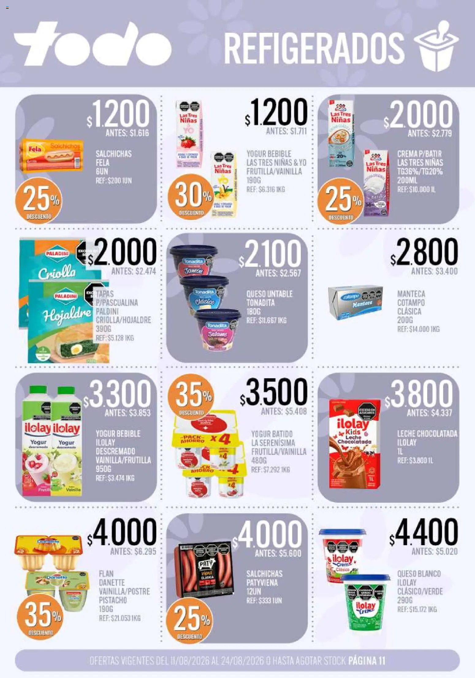 Supermercados TODO - Ofertas │ válido desde el 11/08/2026 | Página: 11 | Productos: Untable, Queso, Yogur, Salchichas