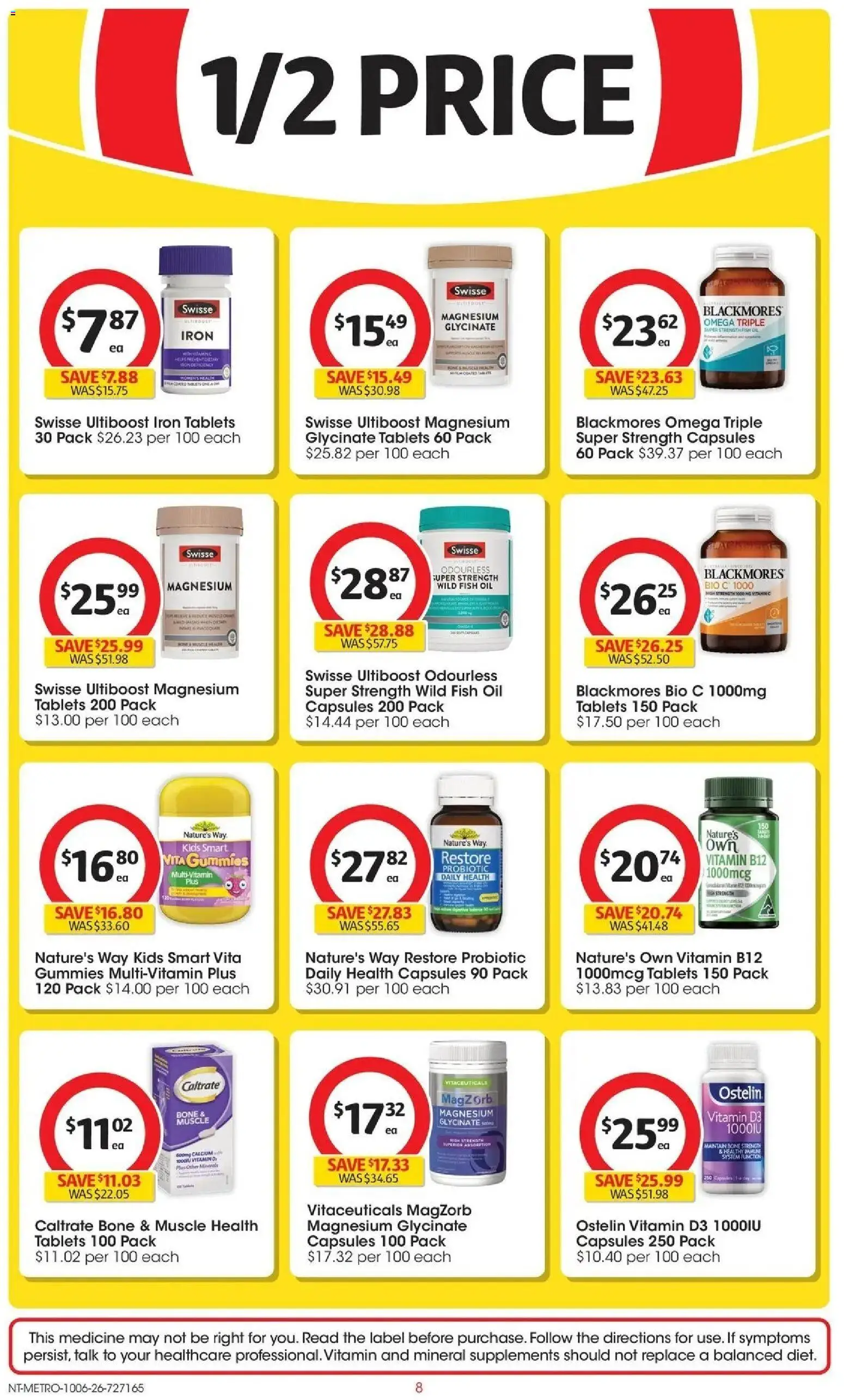 Coles catalogue - valid from 10.06.2026 | Page: 8 | Products: Fish, Fish oil, Tablets, Vitamin