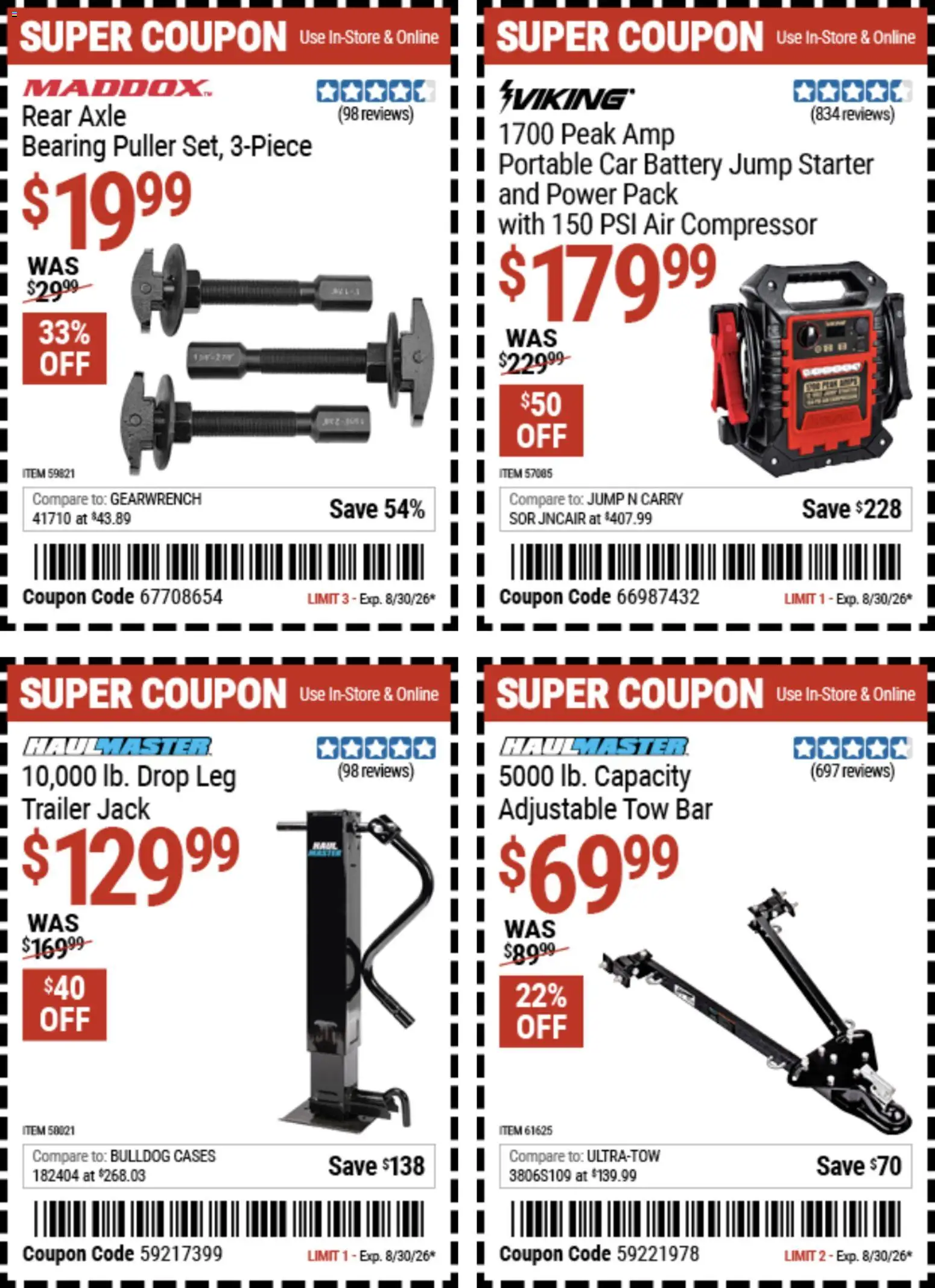 Harbor Freight Weekly Ad - valid from 08/17/2026 | Page: 6 | Products: Compressor, Battery, Air compressor, Car Battery