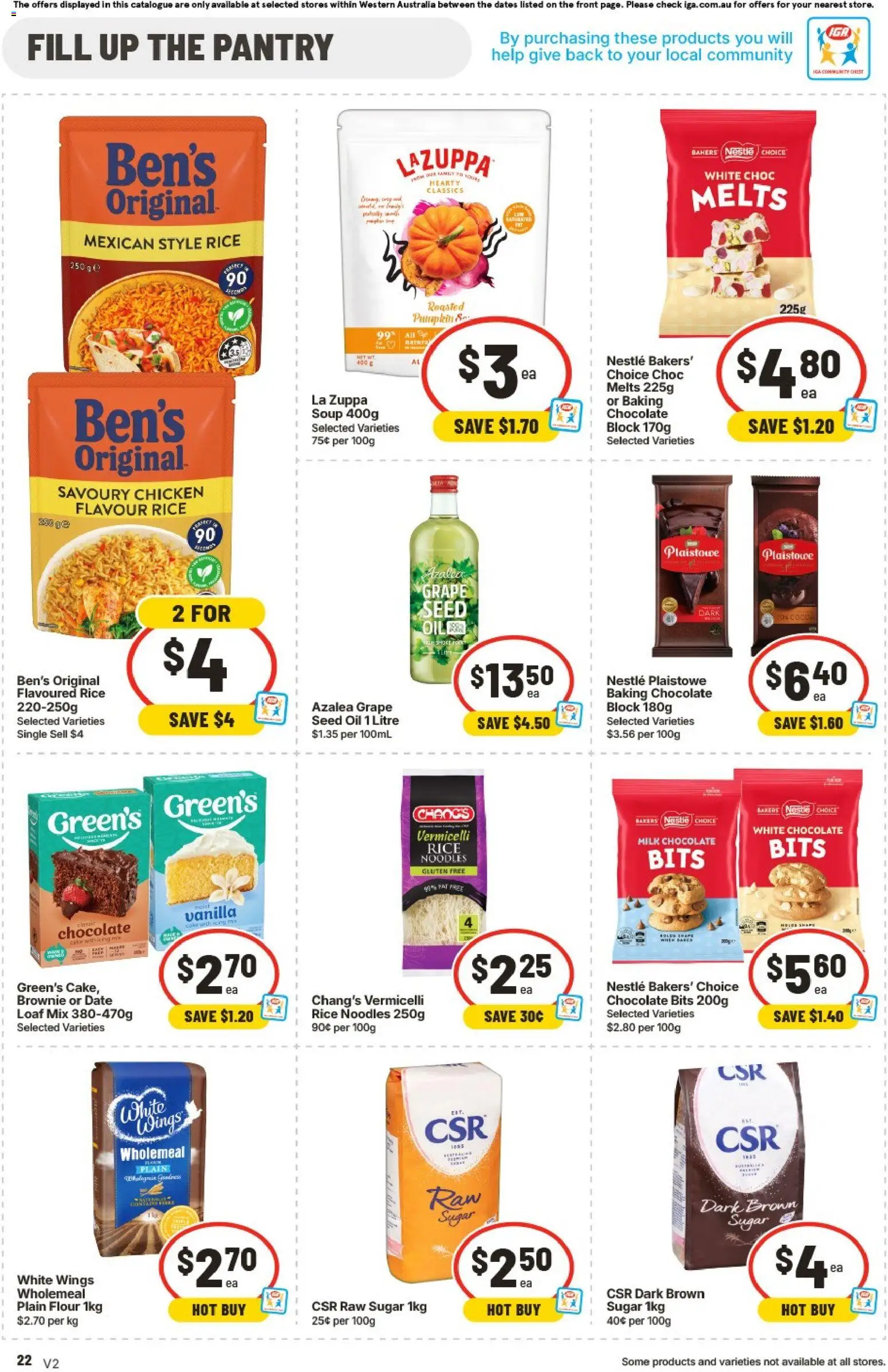 IGA catalogue - valid from 12/08/2026 | Page: 22 | Products: Flour, Chocolate, Sugar, Pumpkin