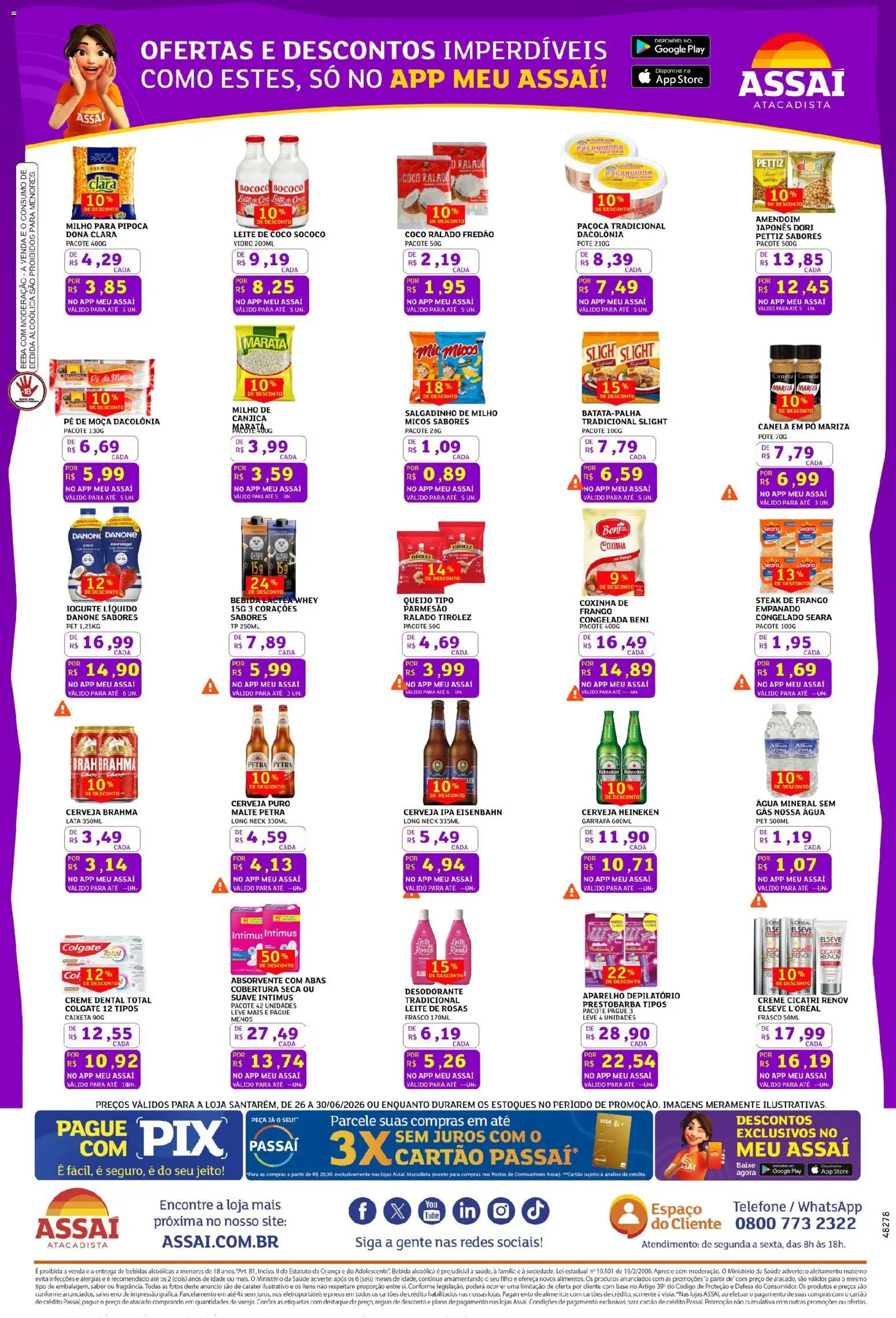 Assaí Atacadista Folheto - válido de 29/06/2026 | Página: 3 | Produtos: Cerveja, Água mineral, Frango, Pipoca
