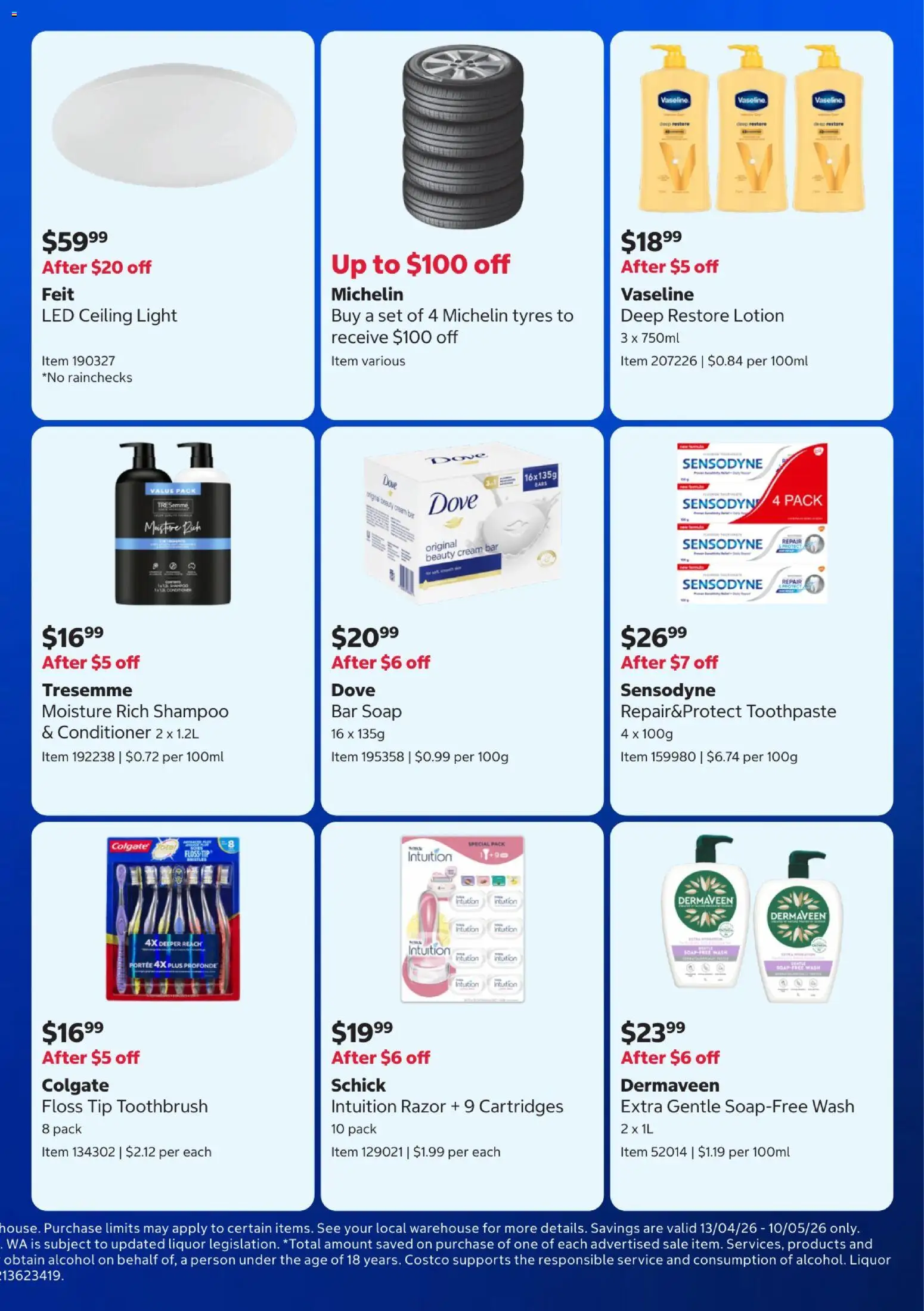 Costco catalogue - valid from 13.04.2026 | Page: 5 | Products: Shampoo, Soap, Toothpaste, Toothbrush