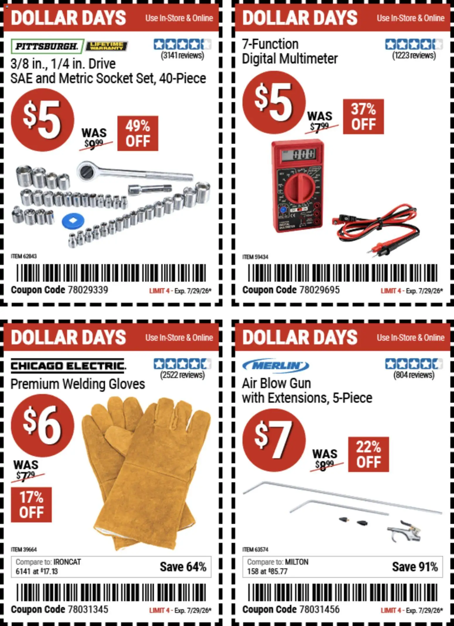 Harbor Freight Dollar Days - valid from 07/16/2026 | Page: 3 | Products: Socket, Gloves, Gun