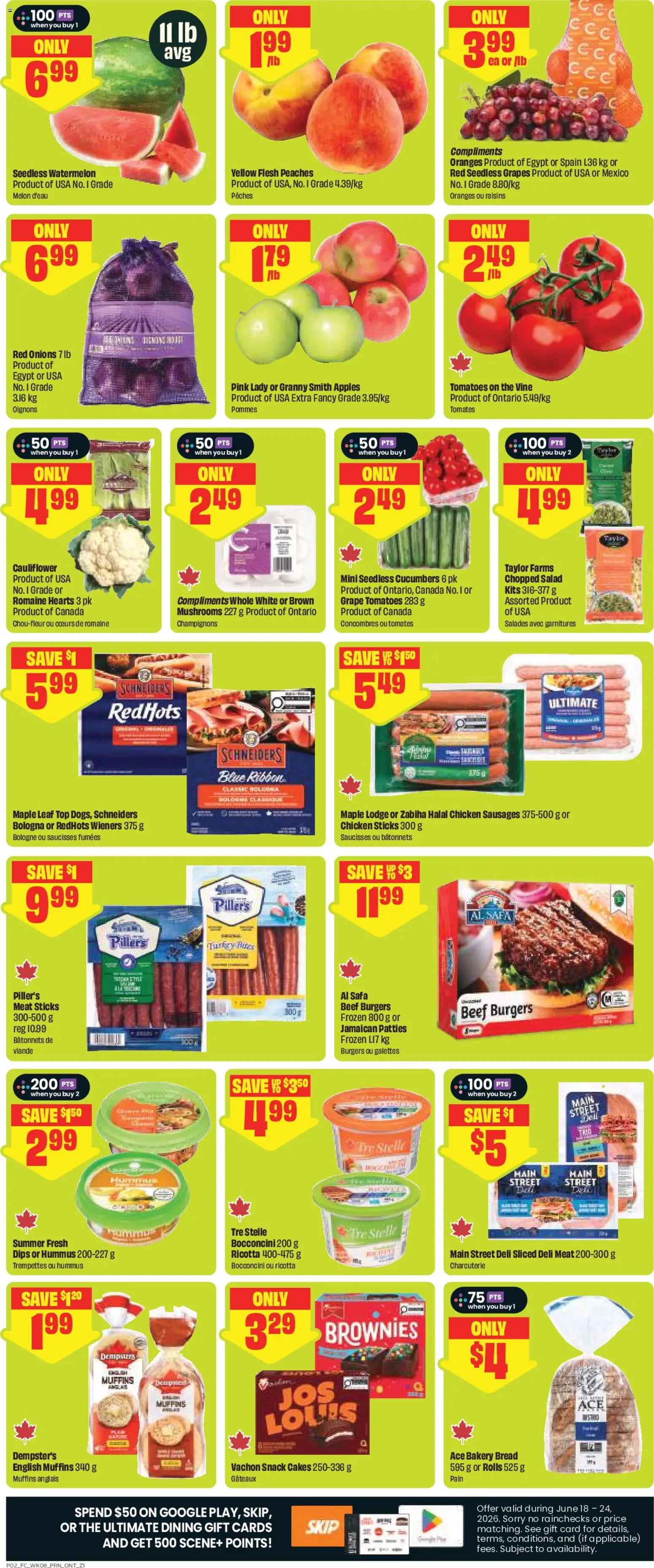 FreshCo flyer valid from 18.06.2026 | Page: 3 | Products: Cucumbers, Bakery, Apples, Oranges