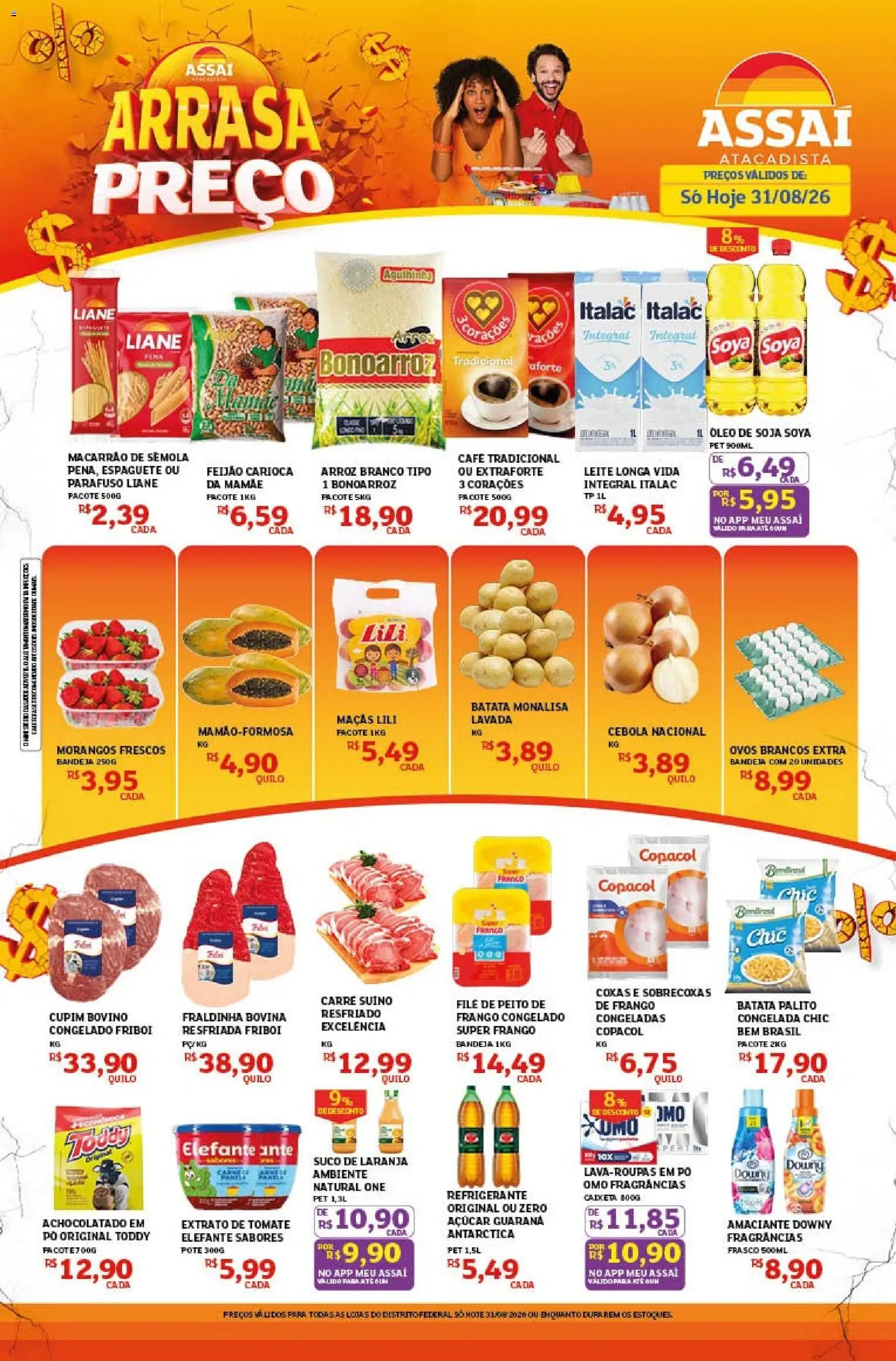 Assaí Atacadista Folheto - válido de 31/08/2026 | Página: 1 | Produtos: Leite longa vida, Macarrão, Açúcar, Amaciante