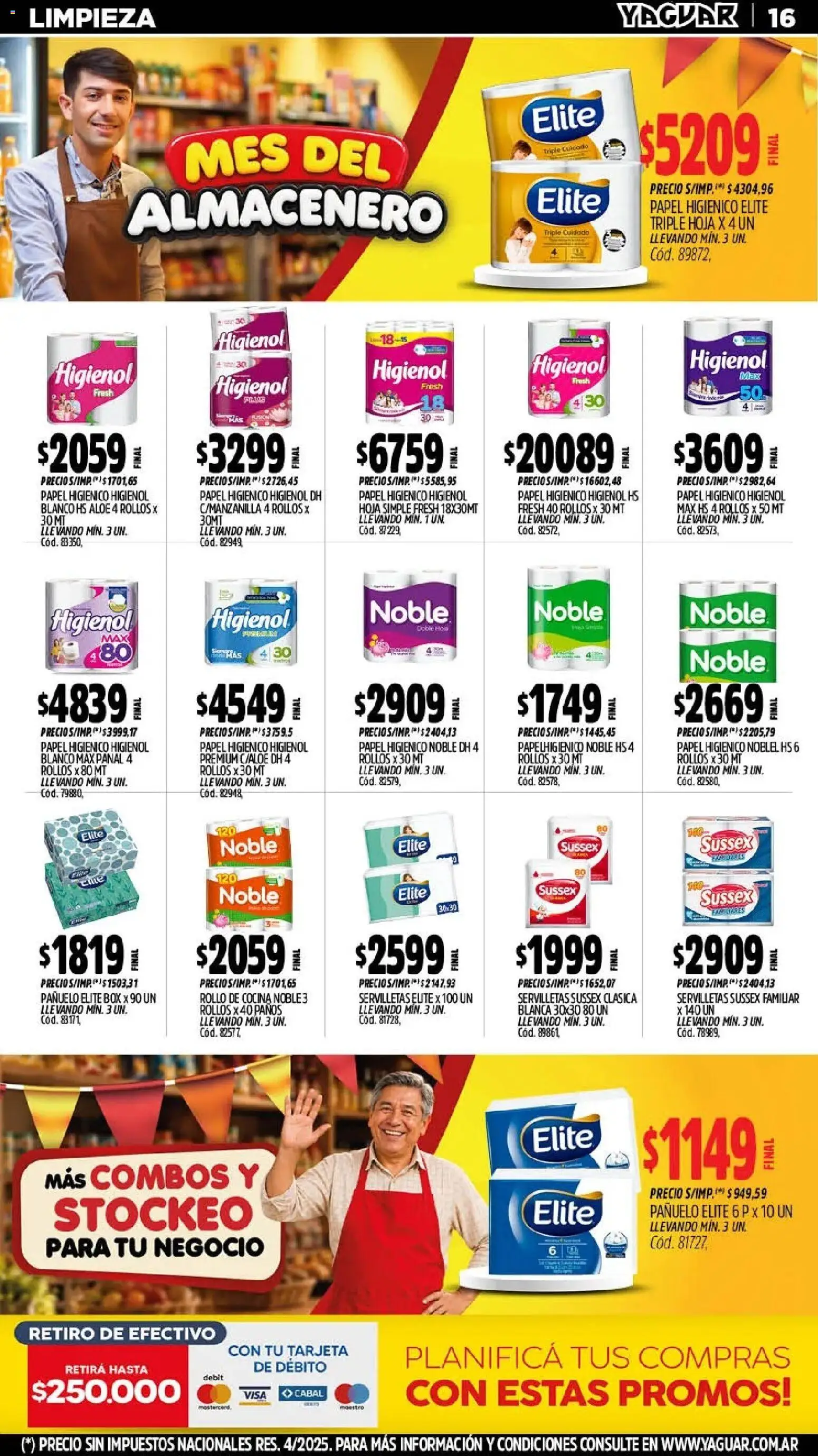 Yaguar - Oferta Semanal Trelew │ válido desde el 28/09/2026 | Página: 16 | Productos: Papel higiénico, Pañuelo, Cocina, Servilletas