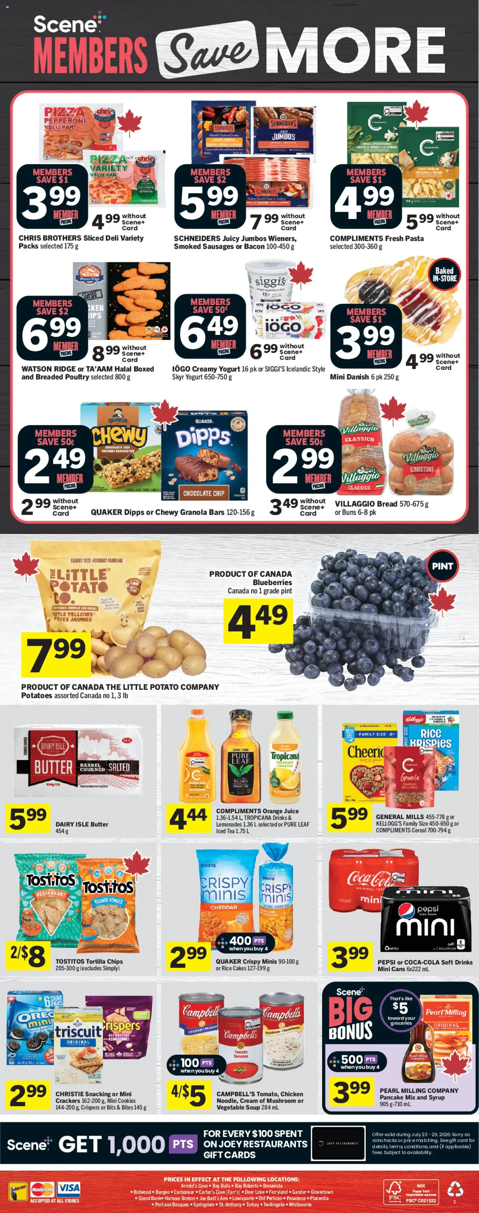 Foodland flyer valid from Jul 23, 2026 | Page: 2 | Products: Pasta, Chips, Ridge, Bread