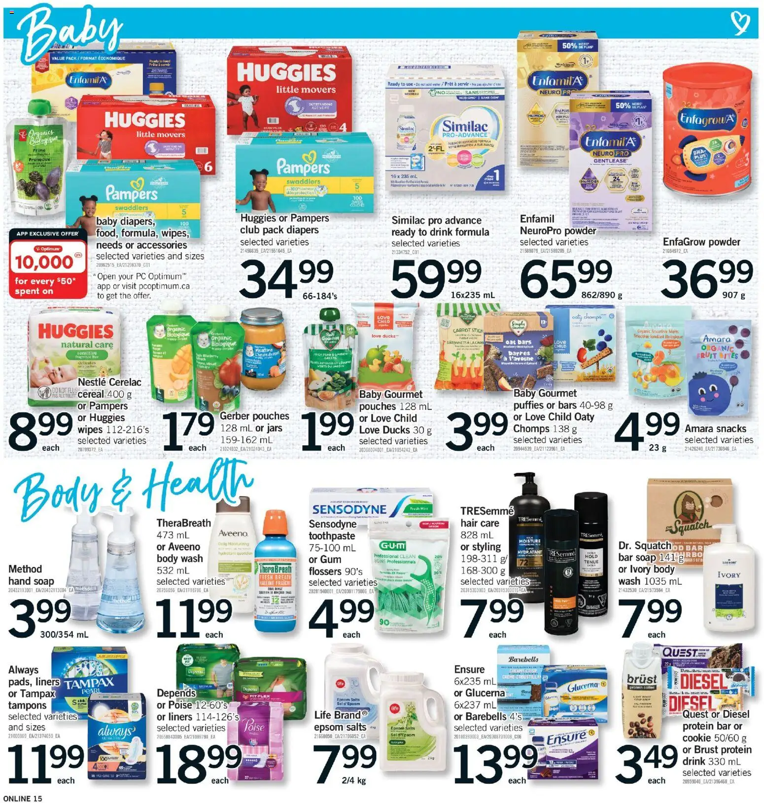 Fortinos flyer valid from Sep 24, 2026 | Page: 14 | Products: PC, Smoothie, Diapers, Snacks