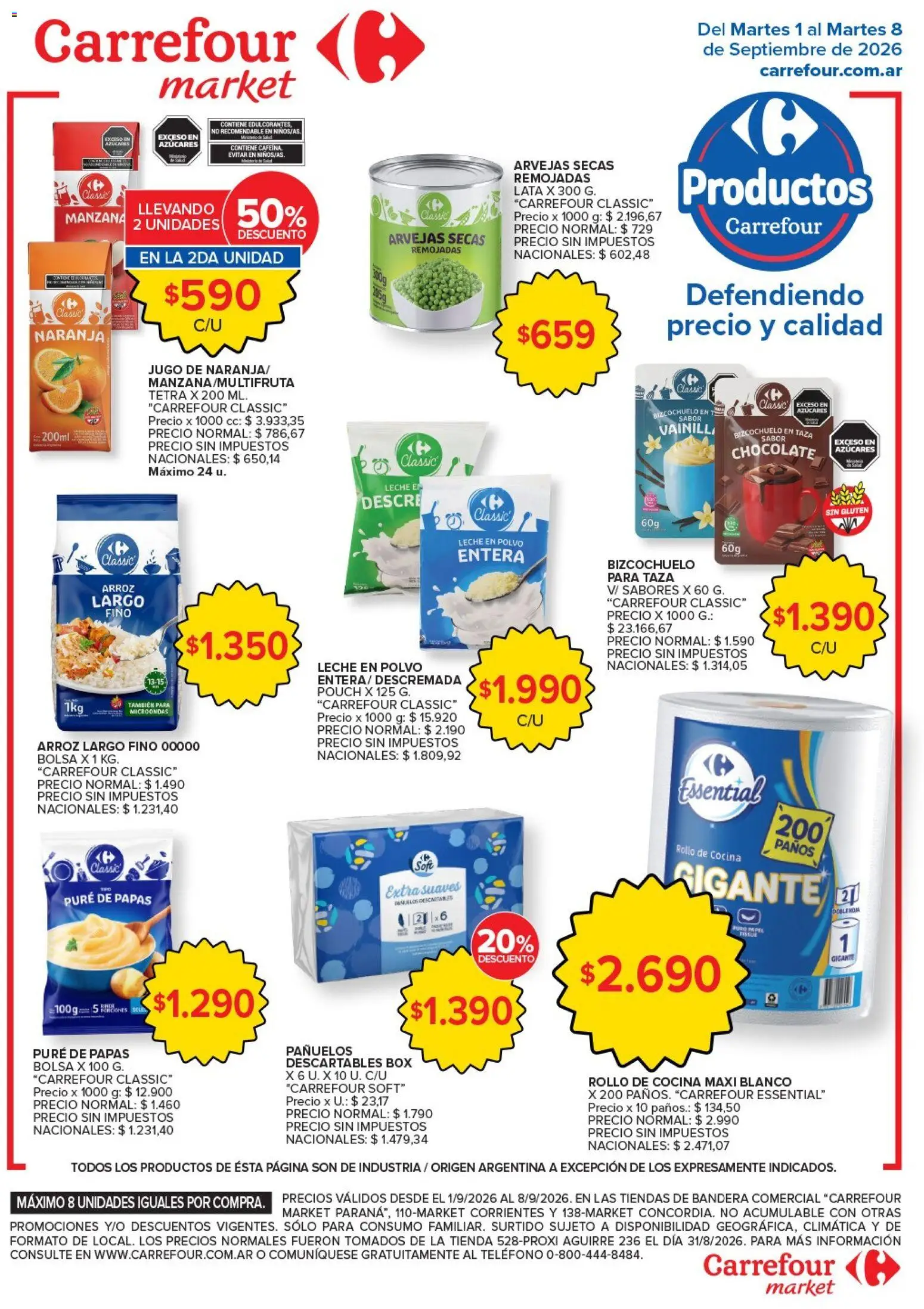 Carrefour Market - Market Paraná Concordia │ válido desde el 01/09/2026 | Página: 4 | Productos: Cocina, Papas, Microondas, Arroz