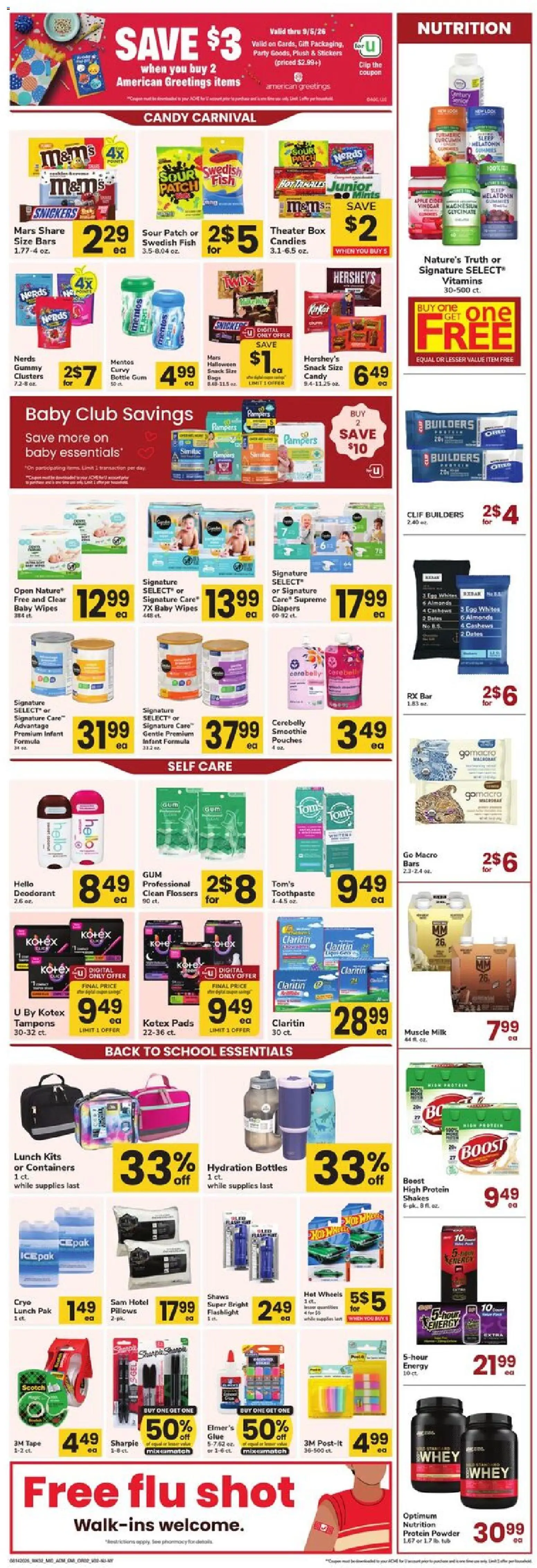 Acme Ad - valid from 08/14/2026 | Page: 2 | Products: Diapers, Candy, Candies, Cashews