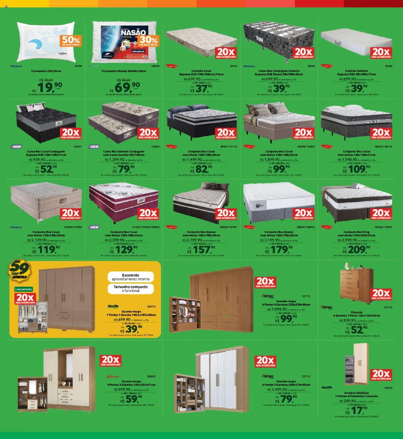 Lojas Quero-Quero Folheto - válido de 15/08/2026 | Página: 13 | Produtos: Cama, Colchão, Cômoda, Armário
