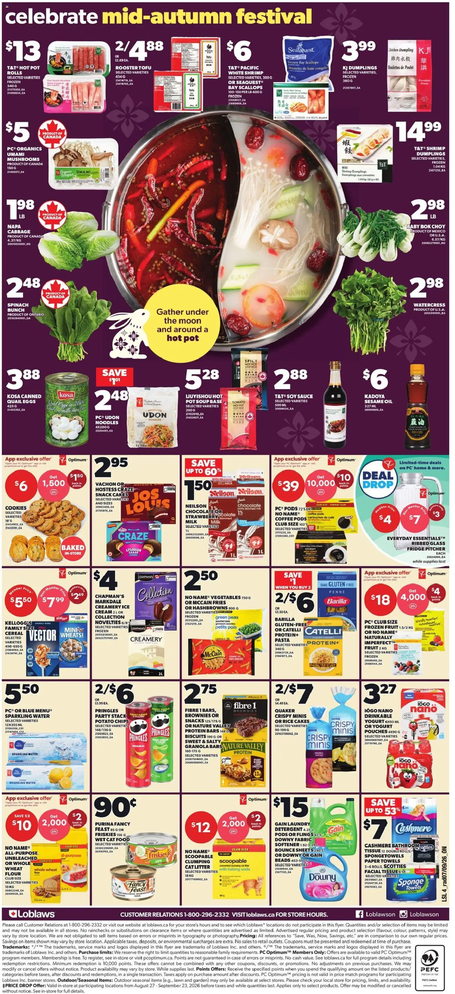 Loblaws flyer valid from Sep 10, 2026 | Page: 2 | Products: Rice, Cat litter, Tomato, Fries