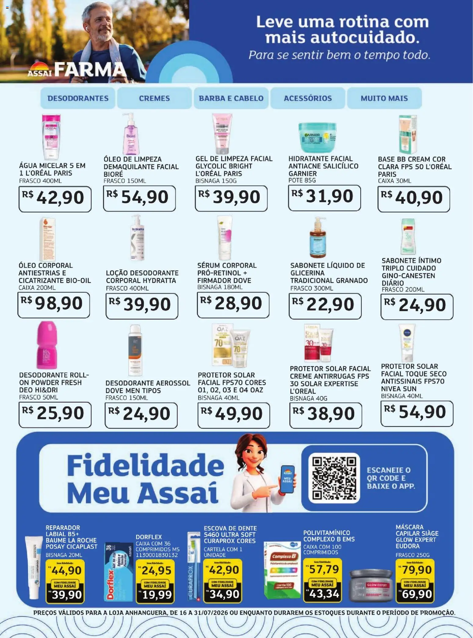 Assaí Atacadista Folheto - válido de 16/07/2026 | Página: 1 | Produtos: Escova, Gel de limpeza, Creme, Sabonete