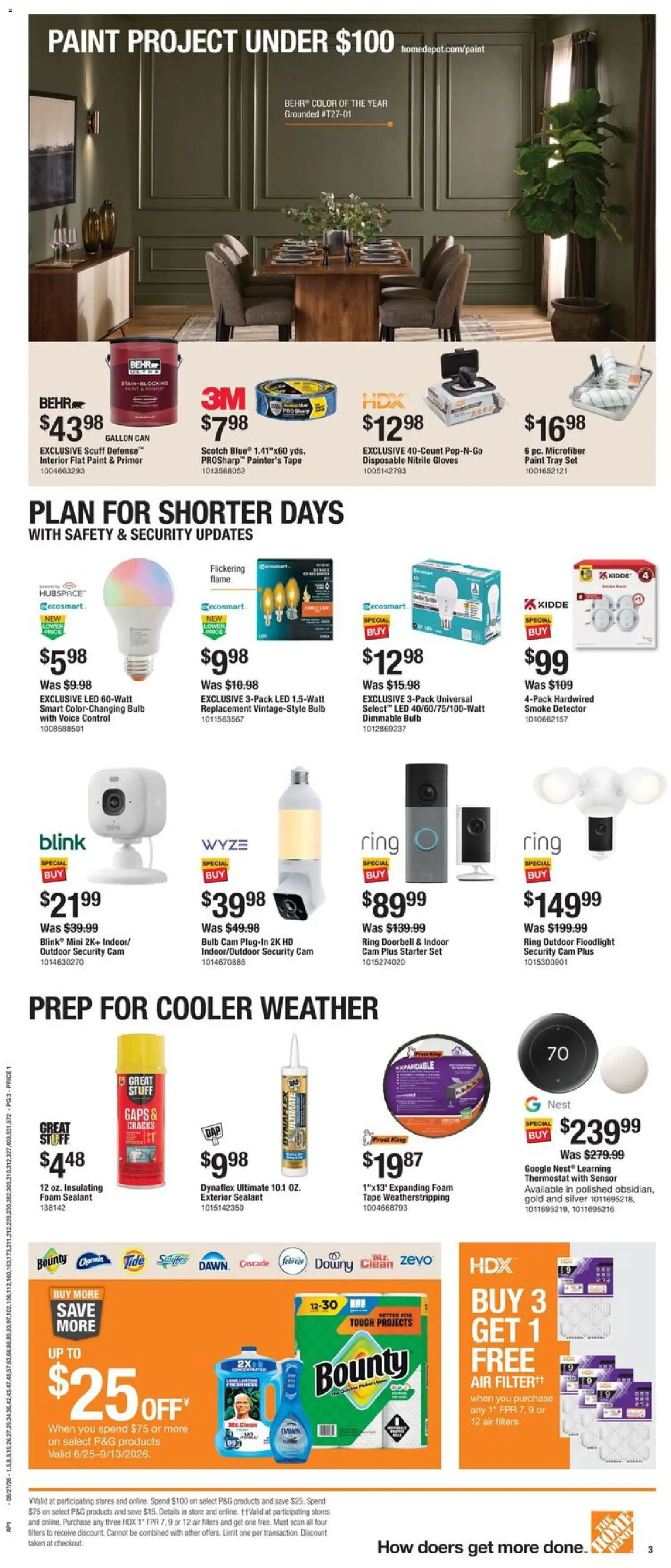 Home Depot Local Ad - valid from 08/27/2026 | Page: 3 | Products: Starter, Gloves, Foam, Thermostat