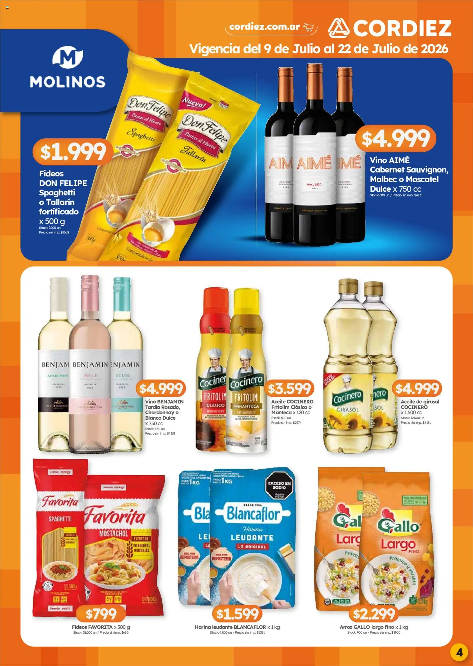 Cordiez ofertas │ válido desde el 09/07/2026 | Página: 4 | Productos: Huevo, Manteca, Vino, Arroz