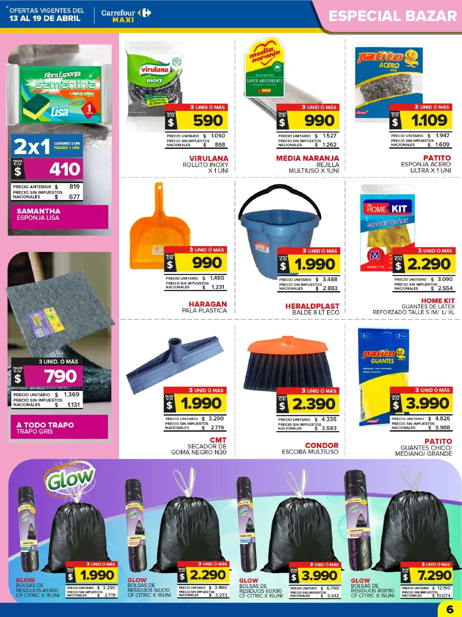 Carrefour Maxi catálogo │ válido desde el 13.04.2026 | Página: 6 | Productos: Rejilla, Esponja, Pala, Escoba