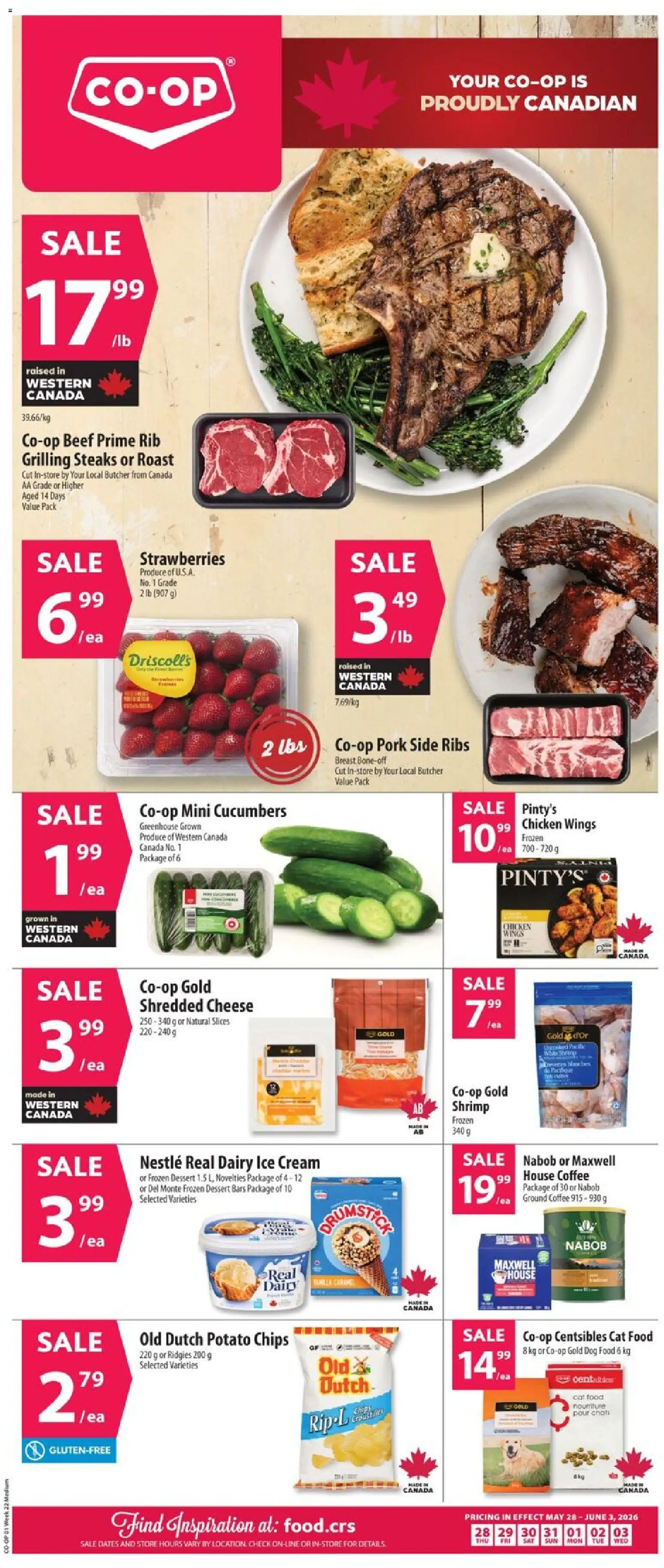 Co-op Food flyer valid from 28.05.2026 | Page: 1 | Products: Chips, Cucumbers, Chicken wings, Pork