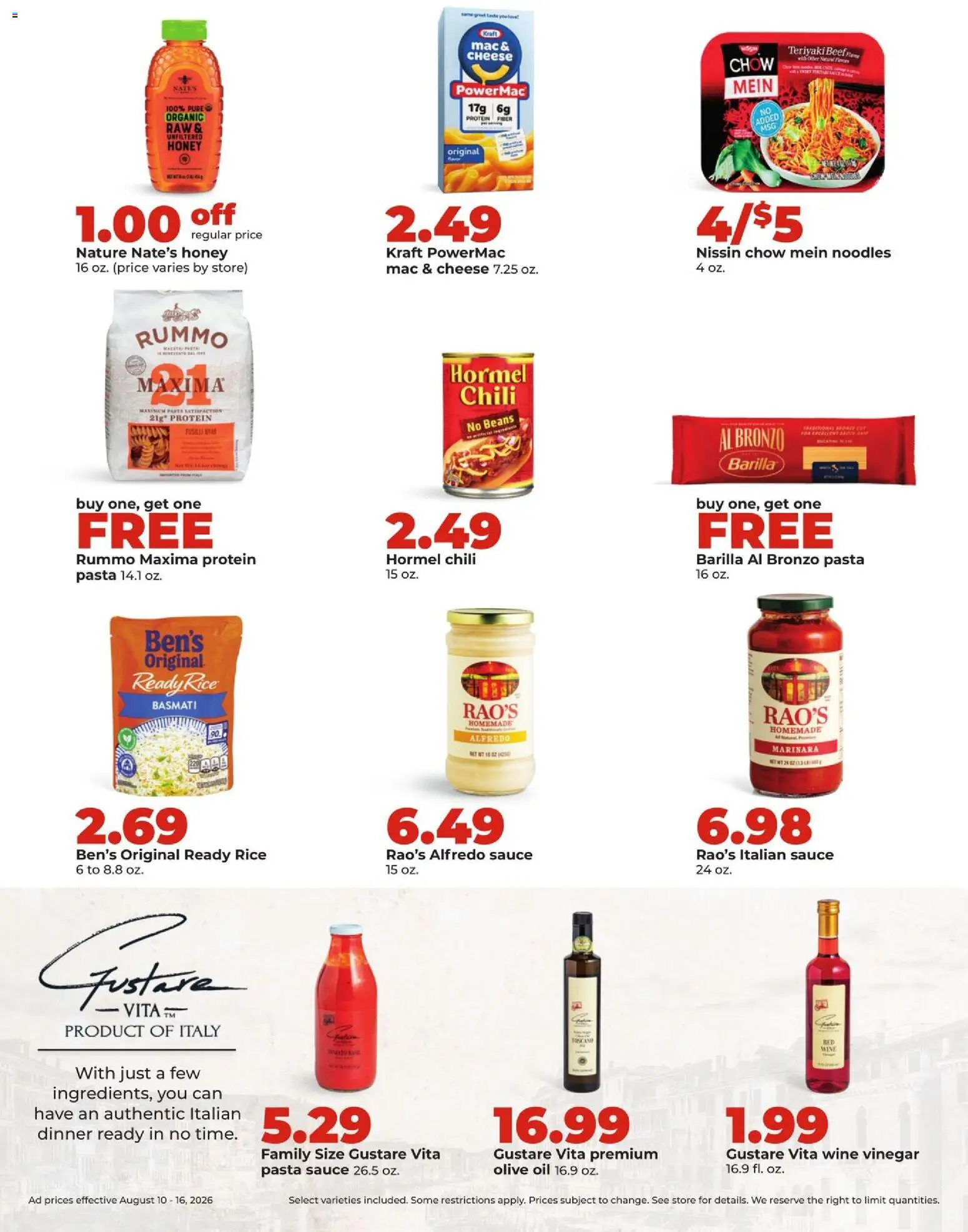 HyVee Weekly Ad - valid from 08/10/2026 | Page: 21 | Products: Honey, Rice, Noodles, Pasta