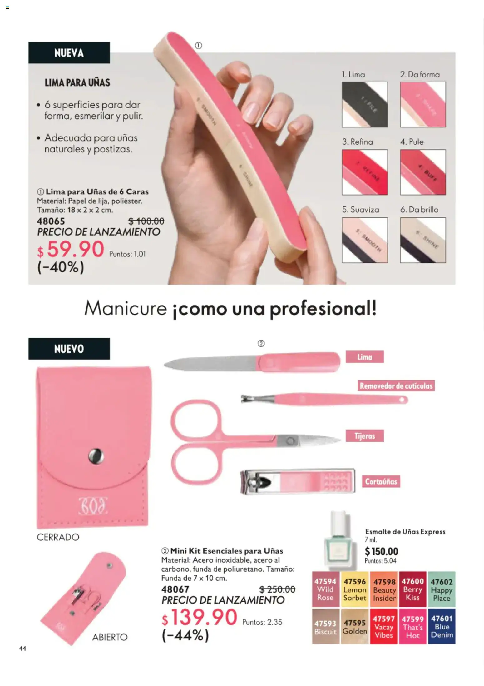 Nuevas ofertas de Oriflame válidas en toda la República Mexicana desde el 01/08/2026. ¡Encuentra las mejores ofertas en Oriflame campaña 11 2026! | Página: 44 | Productos: Lima, Brillo, Funda, Esmalte de uñas