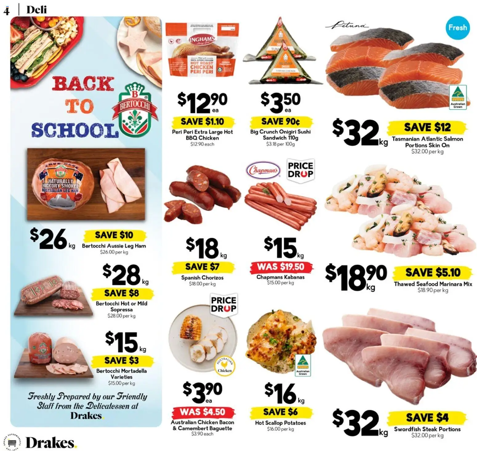 Drakes catalogue - valid from 22.04.2026 | Page: 4 | Products: Potatoes, Steak, Salmon, Seafood