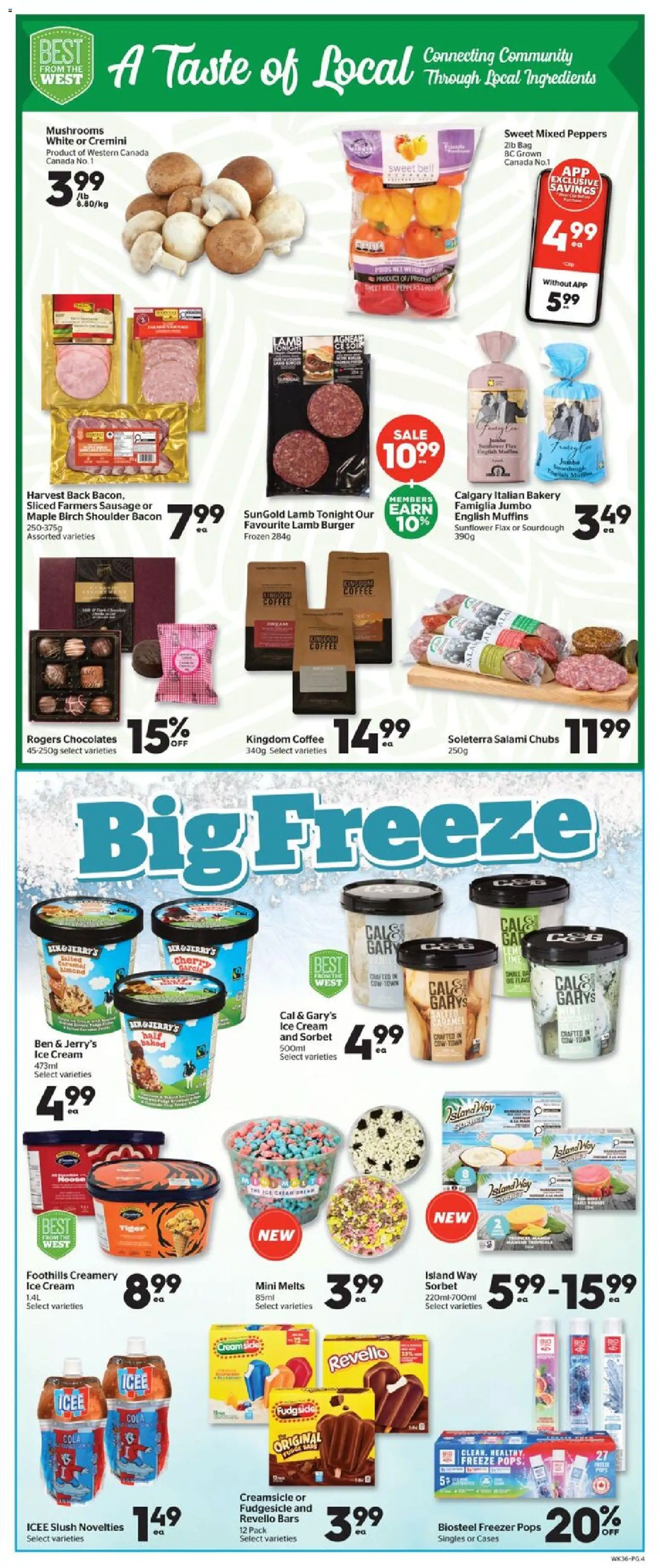 Calgary Co-op flyer valid from Jul 9, 2026 | Page: 4 | Products: Ice cream, Bag, Freezer, Coffee
