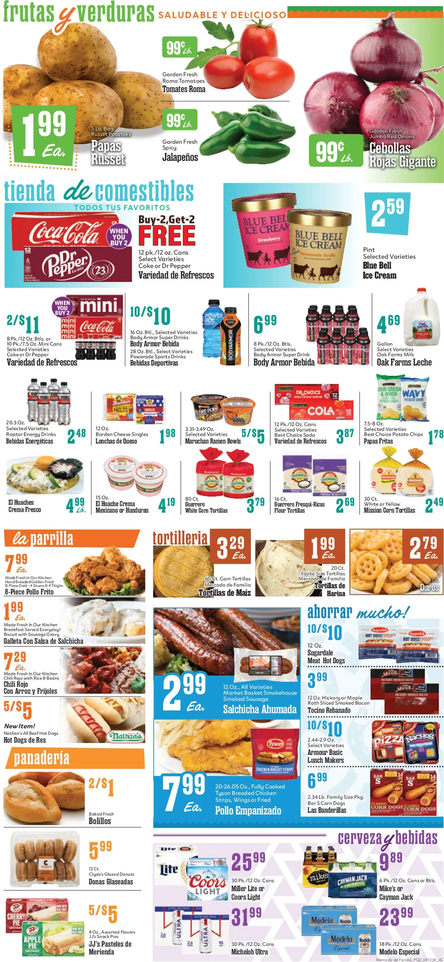 Market Basket Mercado de Familia Weekly Ad - valid from 08/12/2026 | Page: 2 | Products: Basket, Milk, Pepper, Hot Dogs