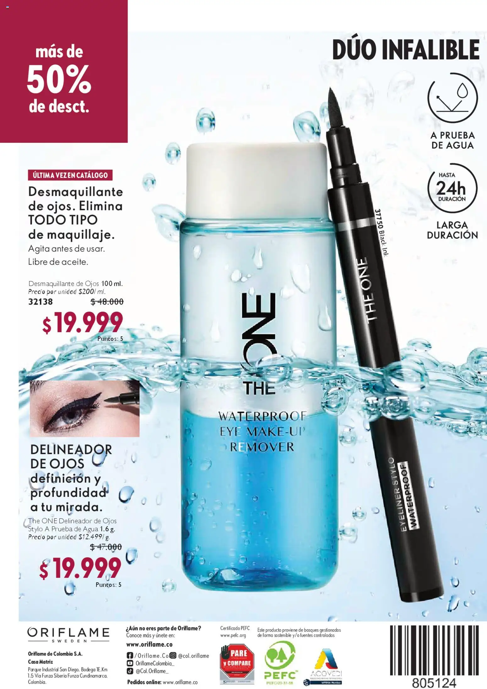 Oriflame revista - valida desde el 28.03.2026 | Página: 132 | Productos: Agua, Delineador, Desmaquillante de ojos, Desmaquillante