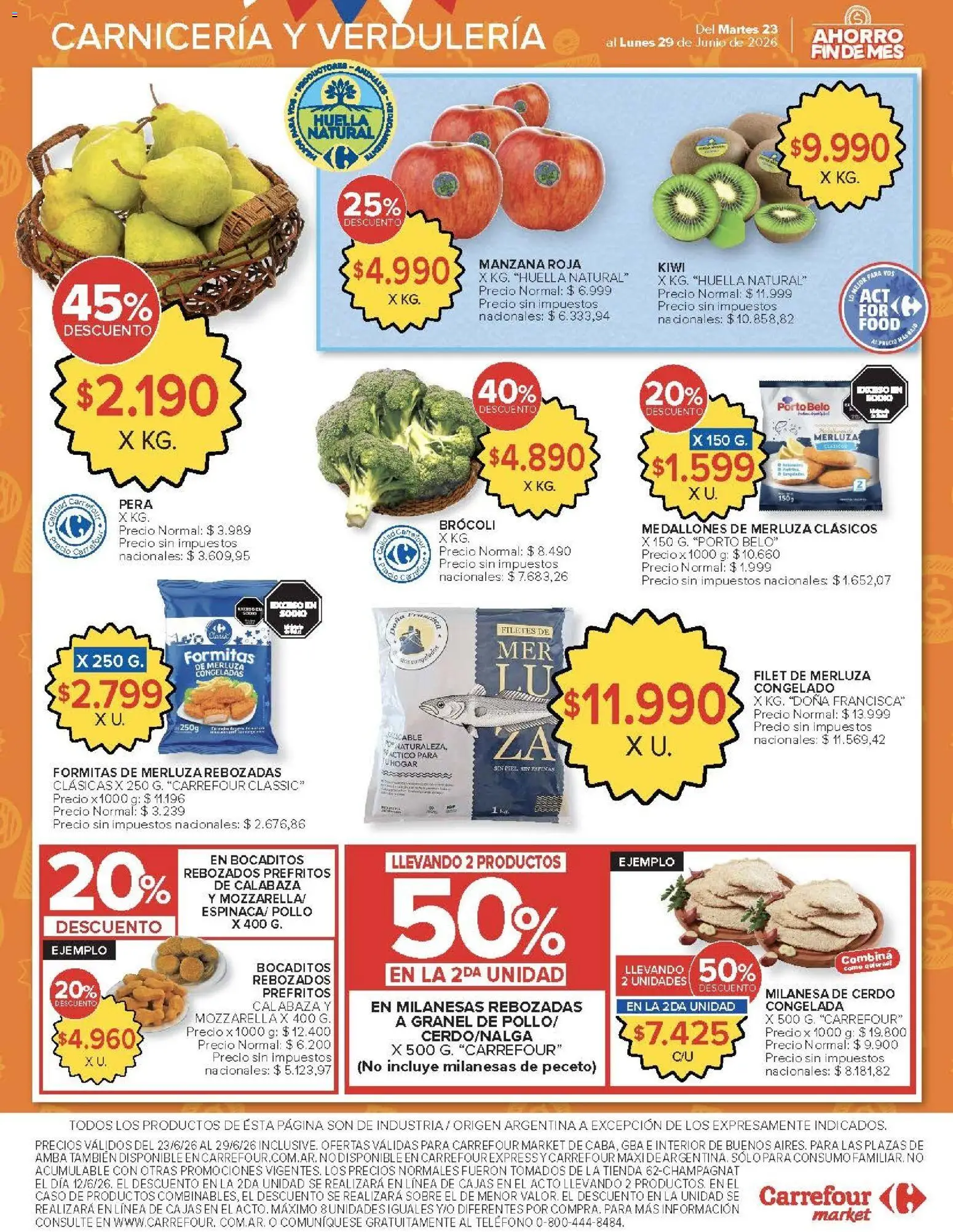 Carrefour Market catálogo │ válido desde el 23/06/2026 | Página: 5 | Productos: Teléfono, Milanesa, Pera, Kiwi
