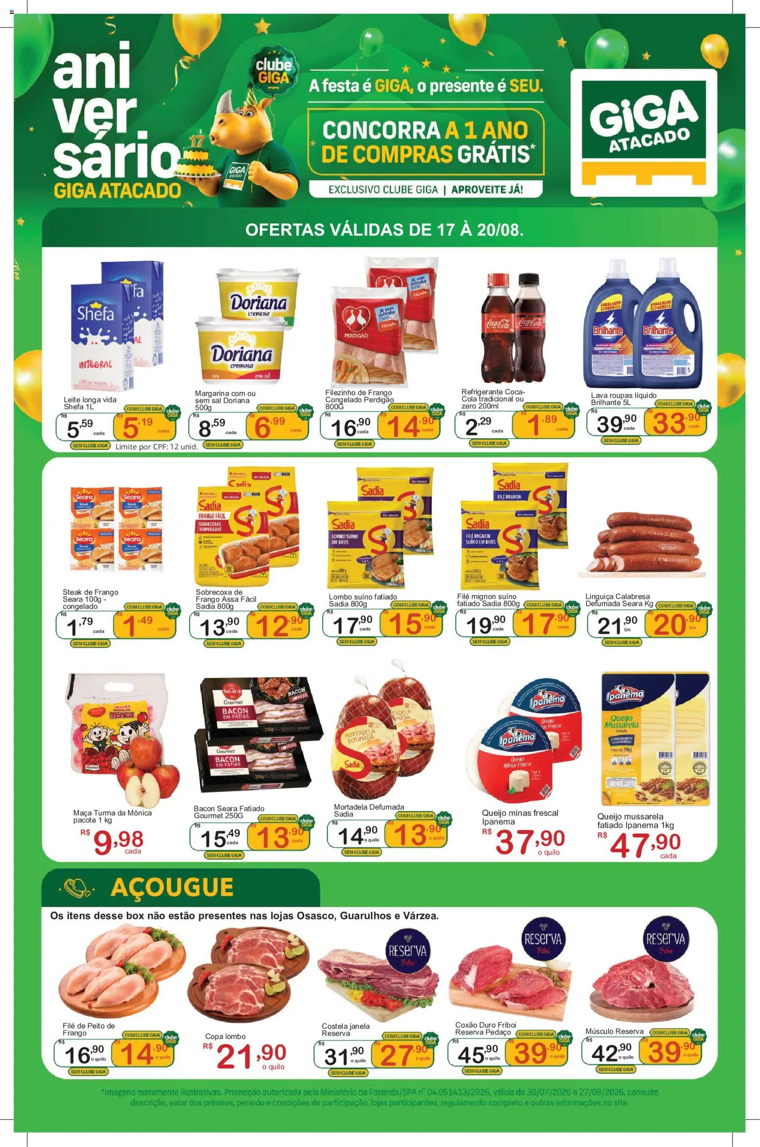 GIGA Atacado Folheto - válido de 17/08/2026 | Página: 1 | Produtos: Cola, Leite, Maçãs, Roupas