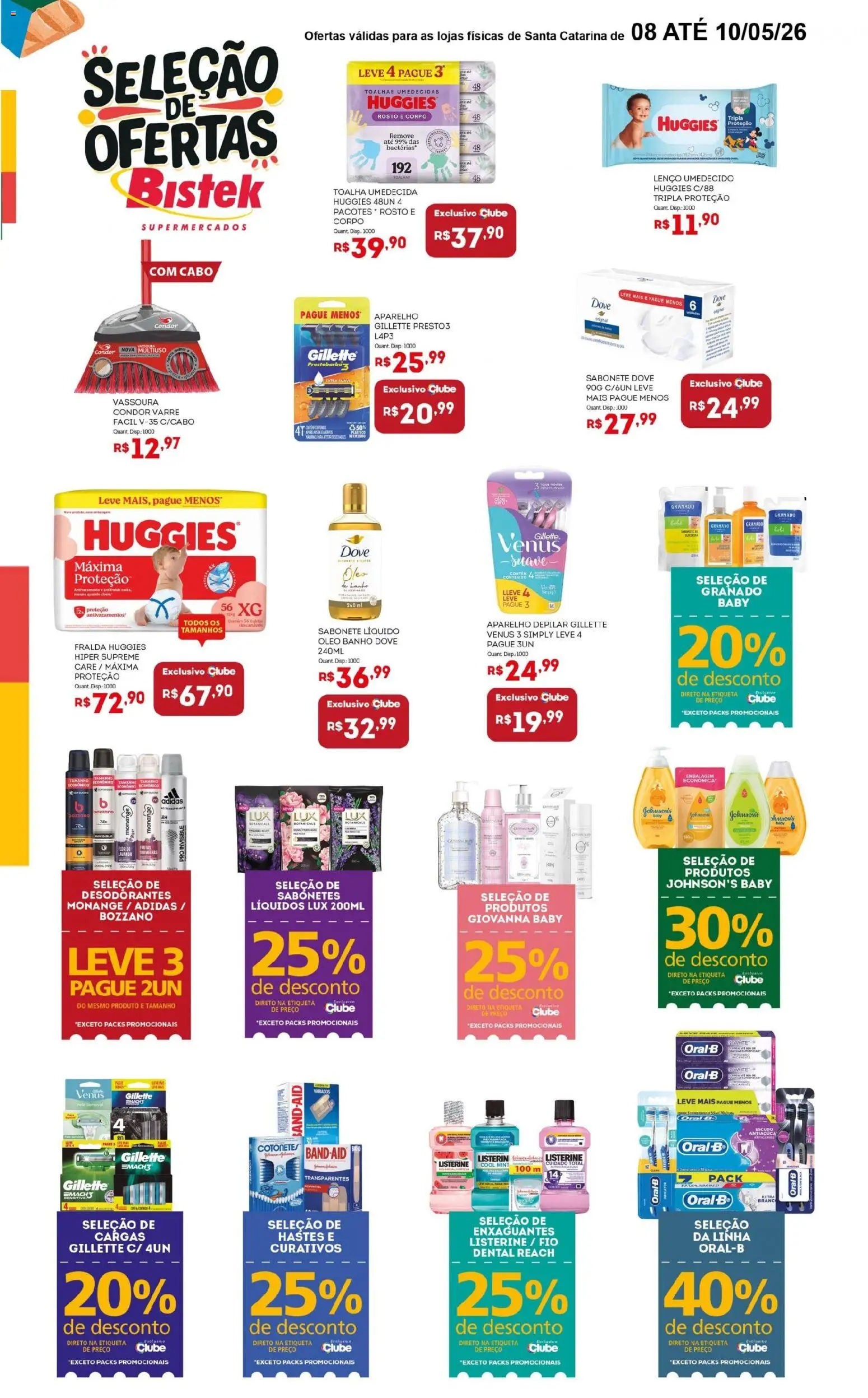 Bistek Supermercados Folheto - válido de 08.05.2026 | Página: 2 | Produtos: Lenço umedecido, Dove, Toalha umedecida, Sabonete líquido
