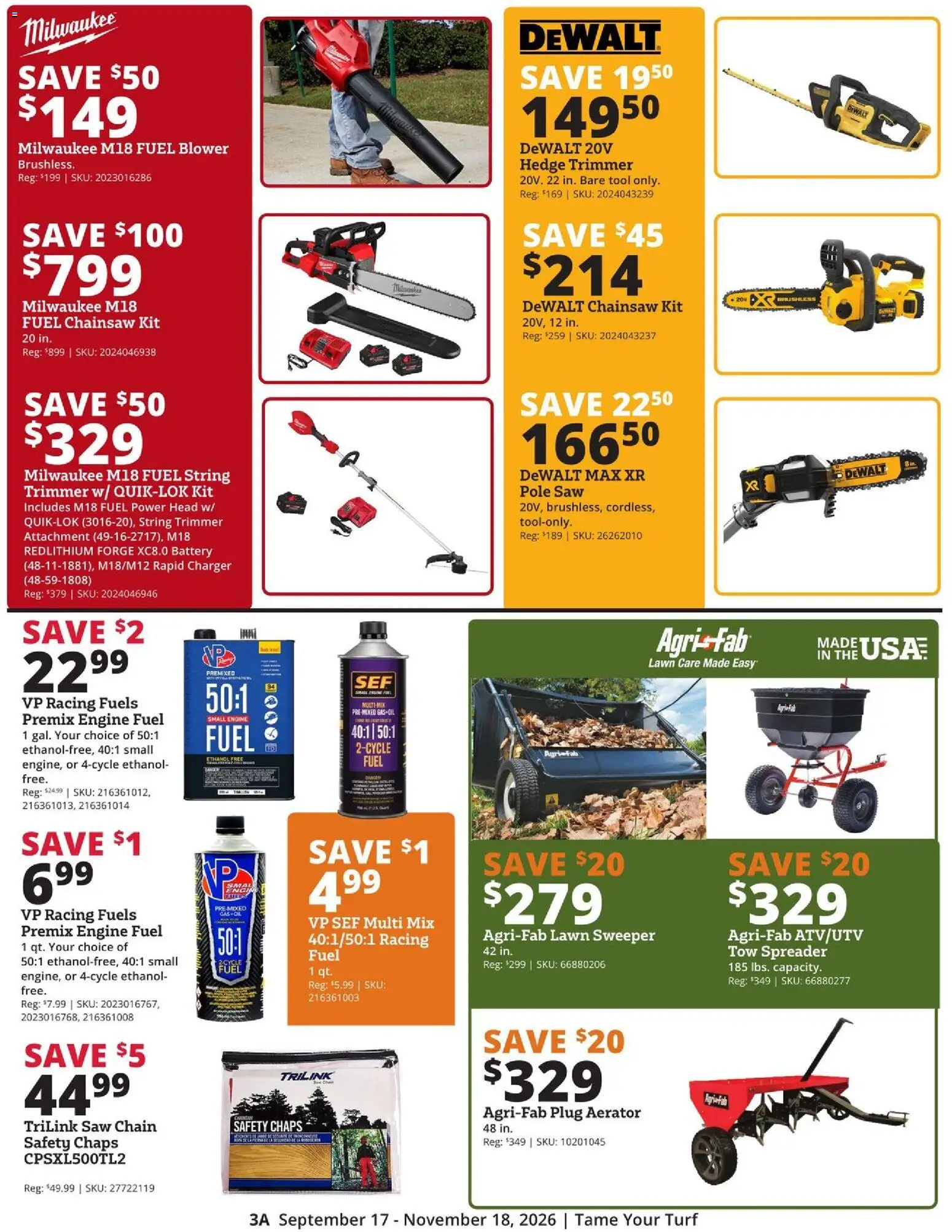 Rural King Ad - valid from 09/17/2026 | Page: 3 | Products: Saw, Chainsaw, String trimmer, Blower
