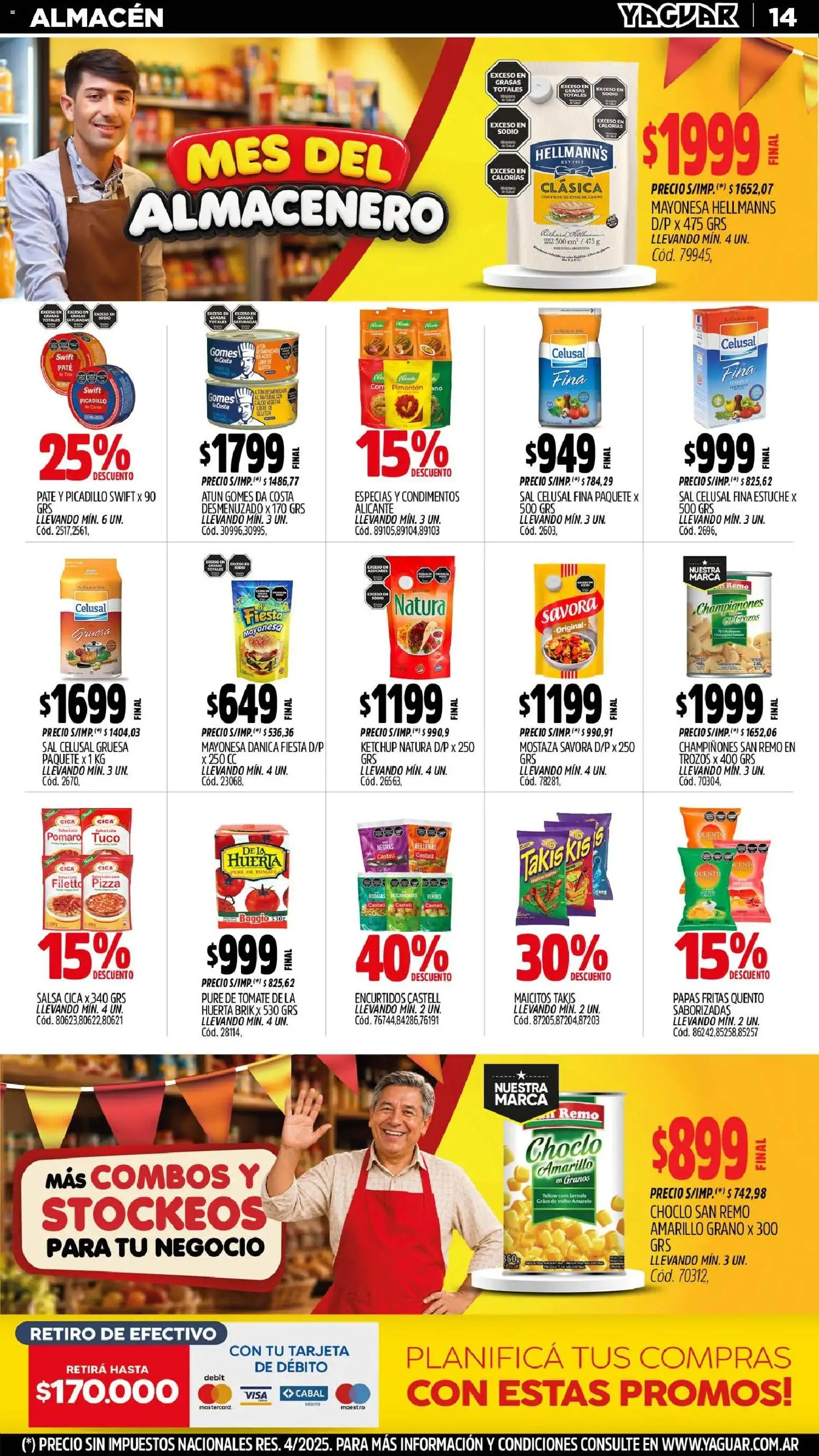 Yaguar - Oferta Semanal Mar del Plata │ válido desde el 31/08/2026 | Página: 14 | Productos: Champiñones, Pizza, Picadillo, Papas fritas