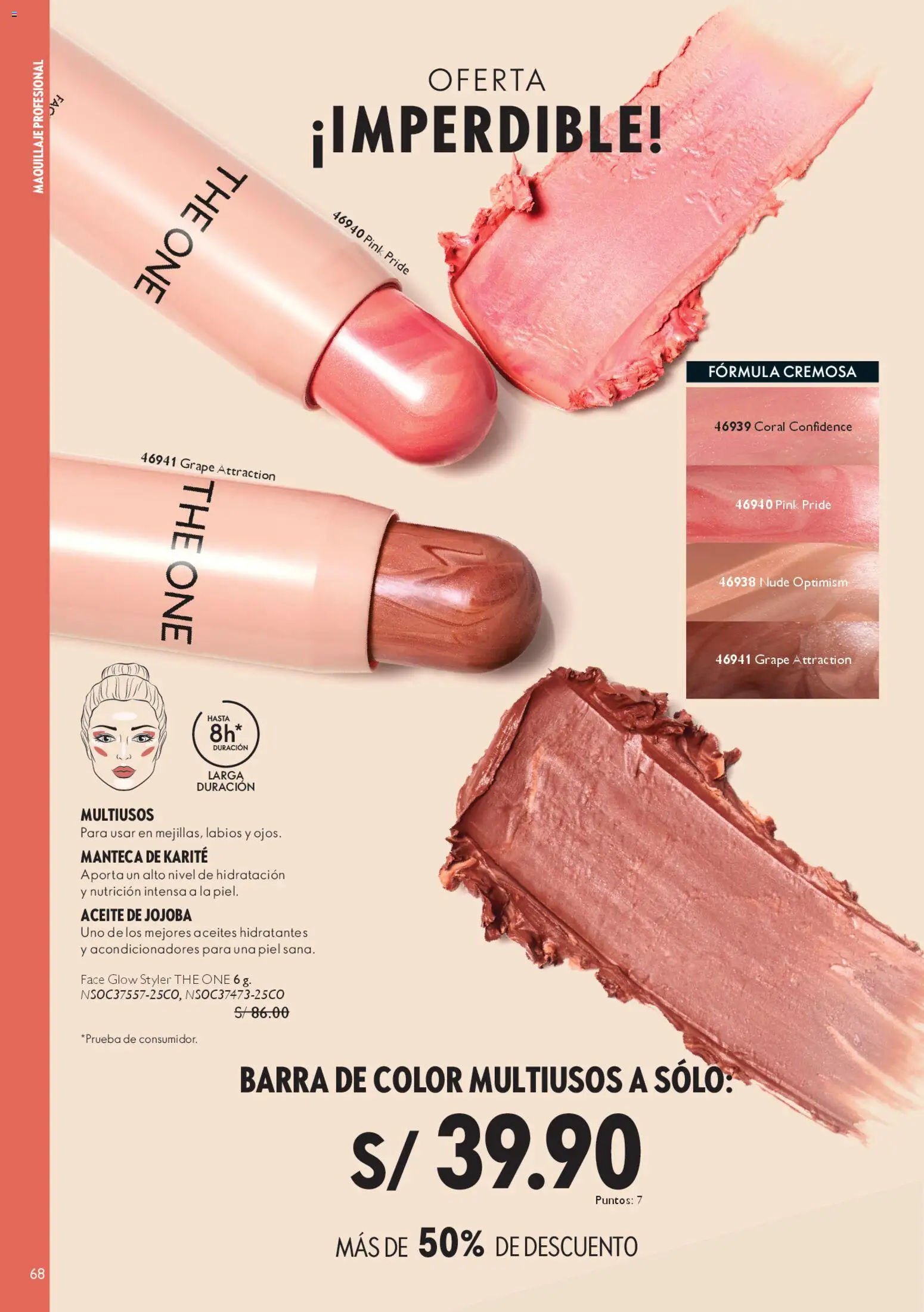 Catálogo Oriflame válido desde 28/03/2026 | Página: 68 | Productos: Aceite, Manteca, Manteca de karité, Maquillaje