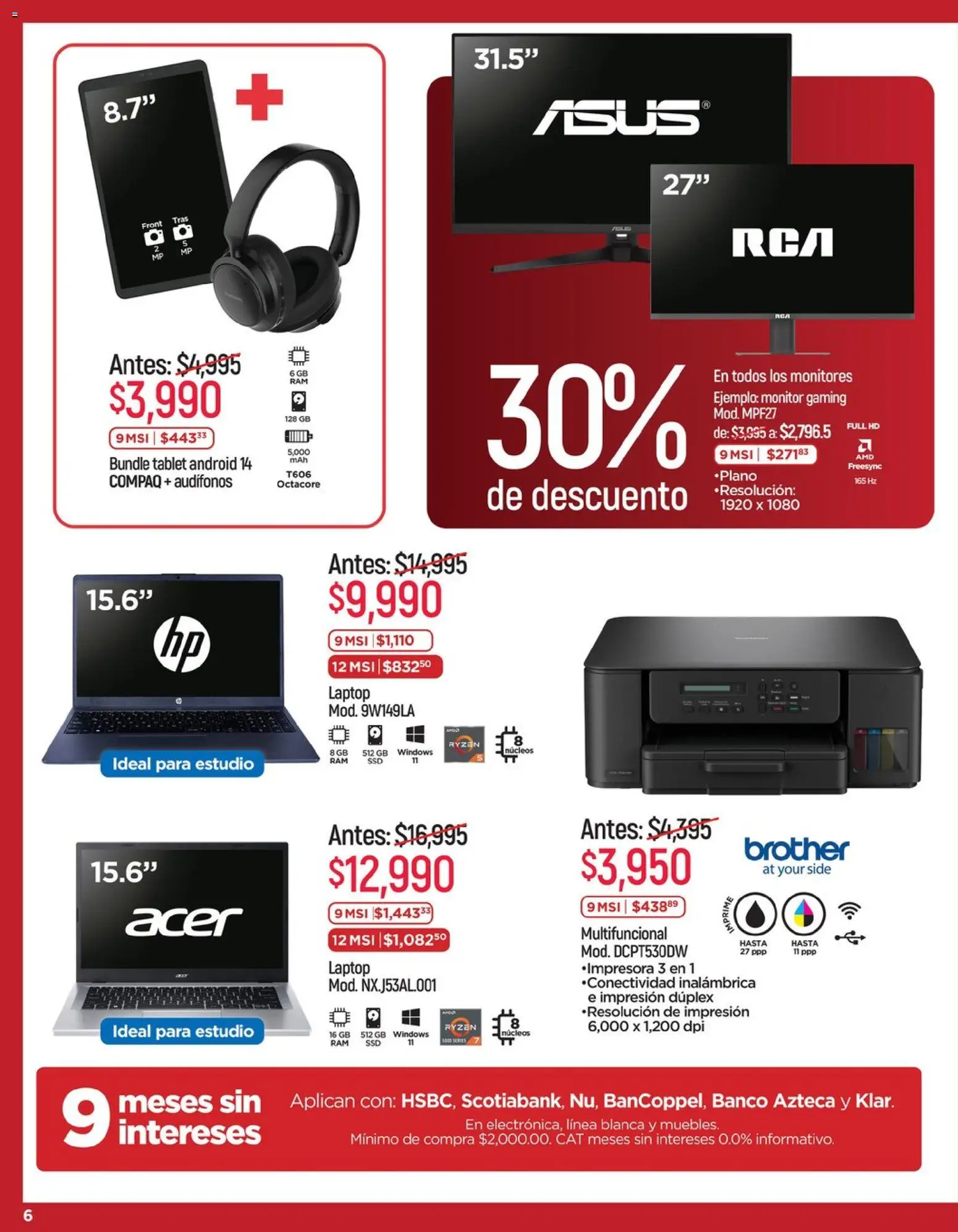 Nuevas ofertas de Chedraui válidas en toda la República Mexicana desde el 15.05.2026. ¡Encuentra las mejores ofertas en Chedraui folleto Descuentos! | Página: 6 | Productos: Tablet, Monitor, Audífonos, Banco