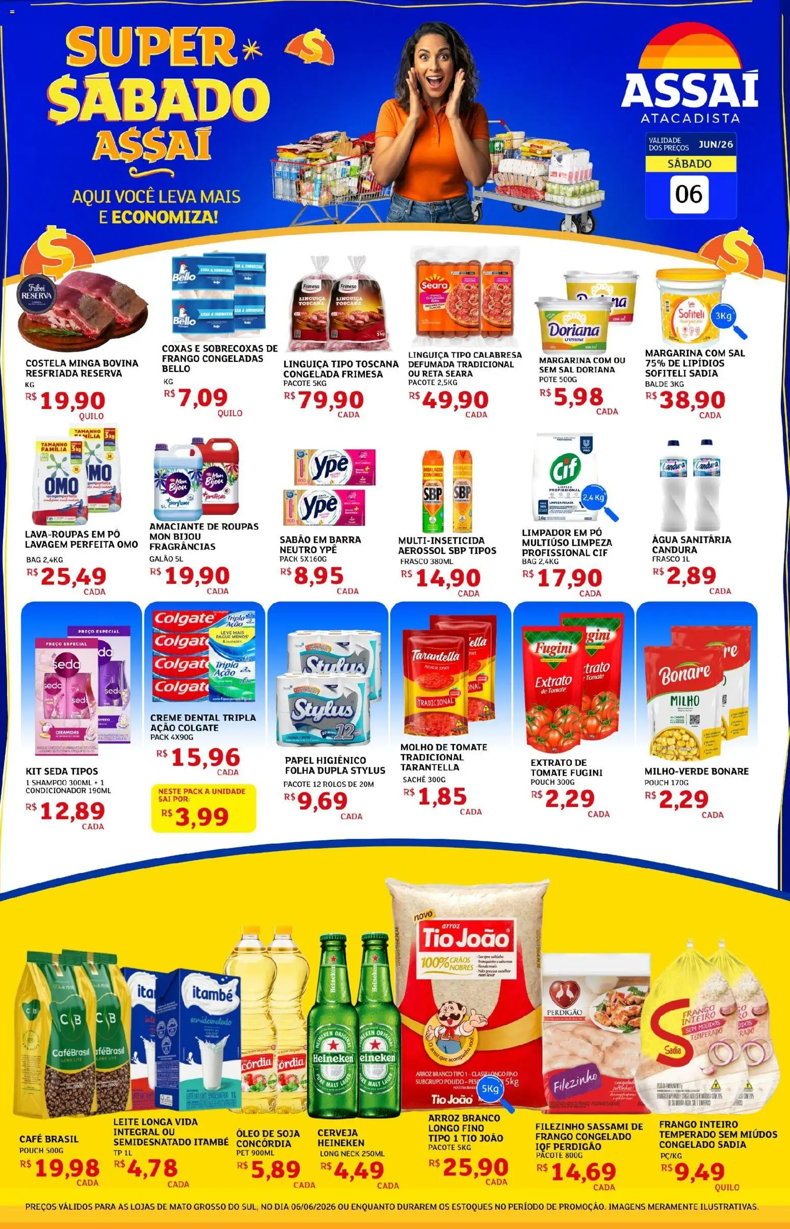 Assaí Atacadista Folheto - válido de 07.06.2026 | Página: 1 | Produtos: Sabão, Doriana, Sal, Frango