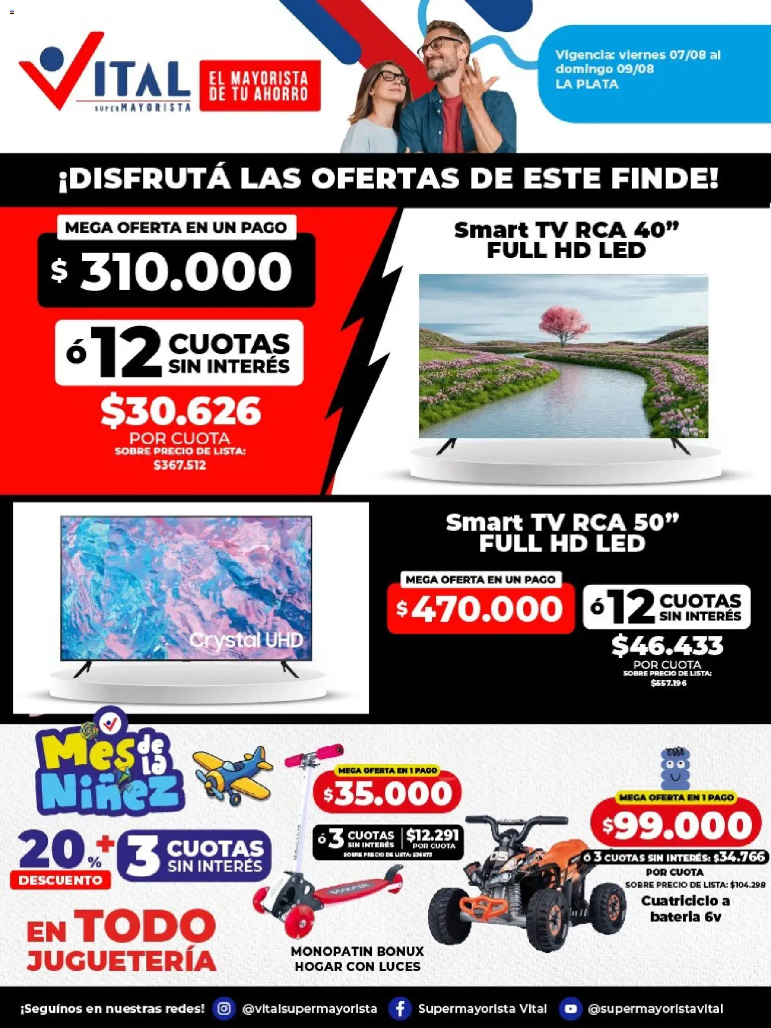 Vital - Ofertas fin La Plata │ válido desde el 07/08/2026 | Página: 1 | Productos: Monopatin, Sobre, Batería