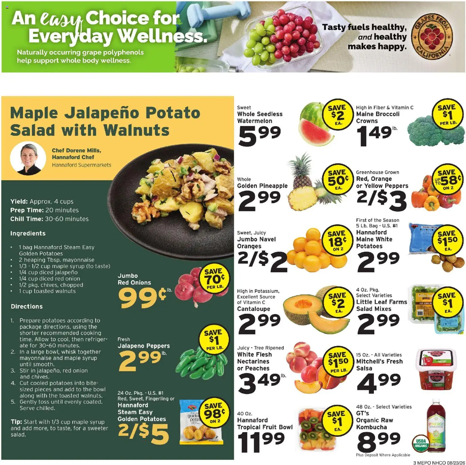 Hannaford Weekly Ad - valid from 08/23/2026 | Page: 3 | Products: Jalapeno peppers, Walnuts, Salad, Onion