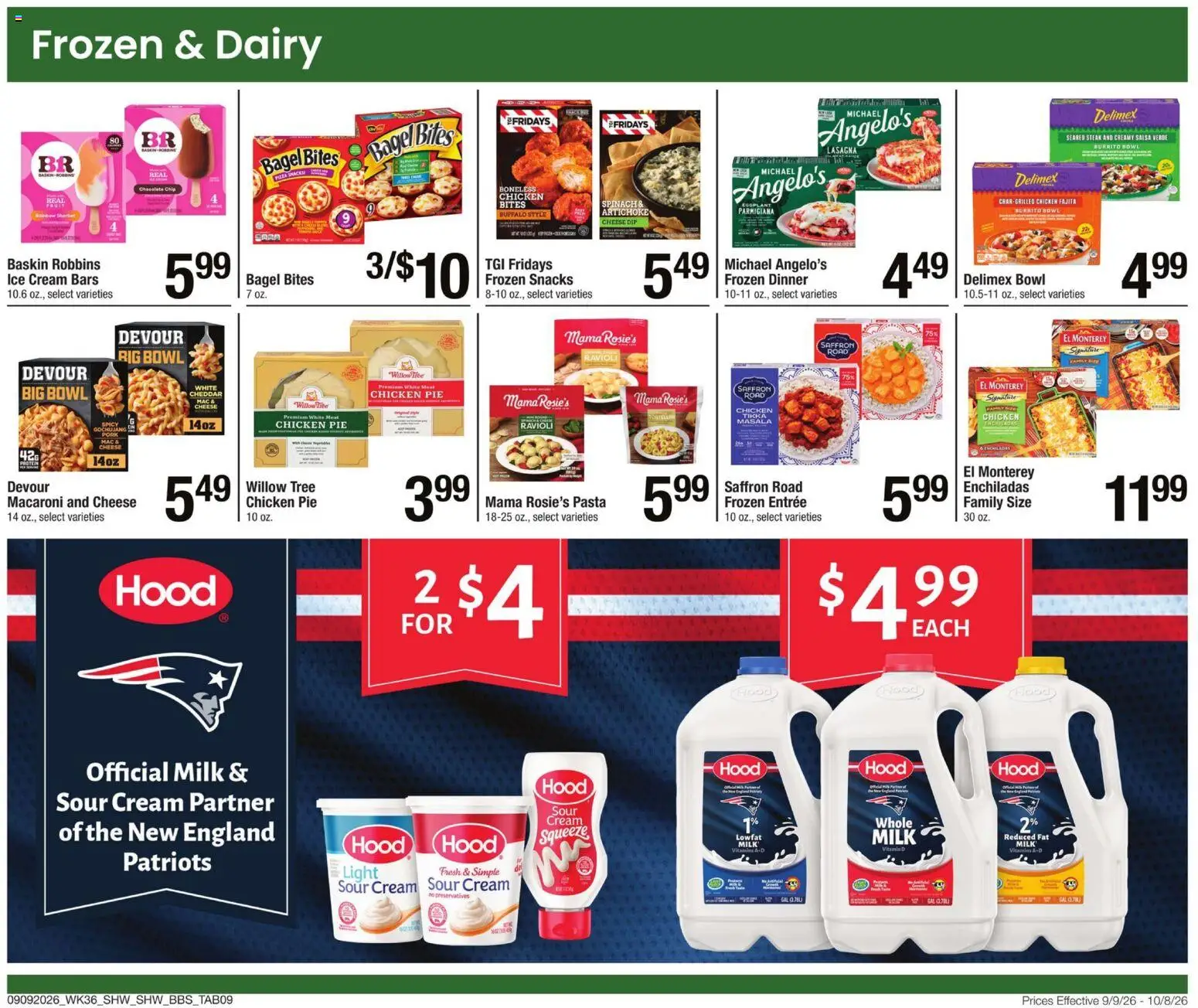 Shaw's Big Book of Savings - valid from 09/09/2026 | Page: 22 | Products: Spinach, Pasta, Cream, Ice cream