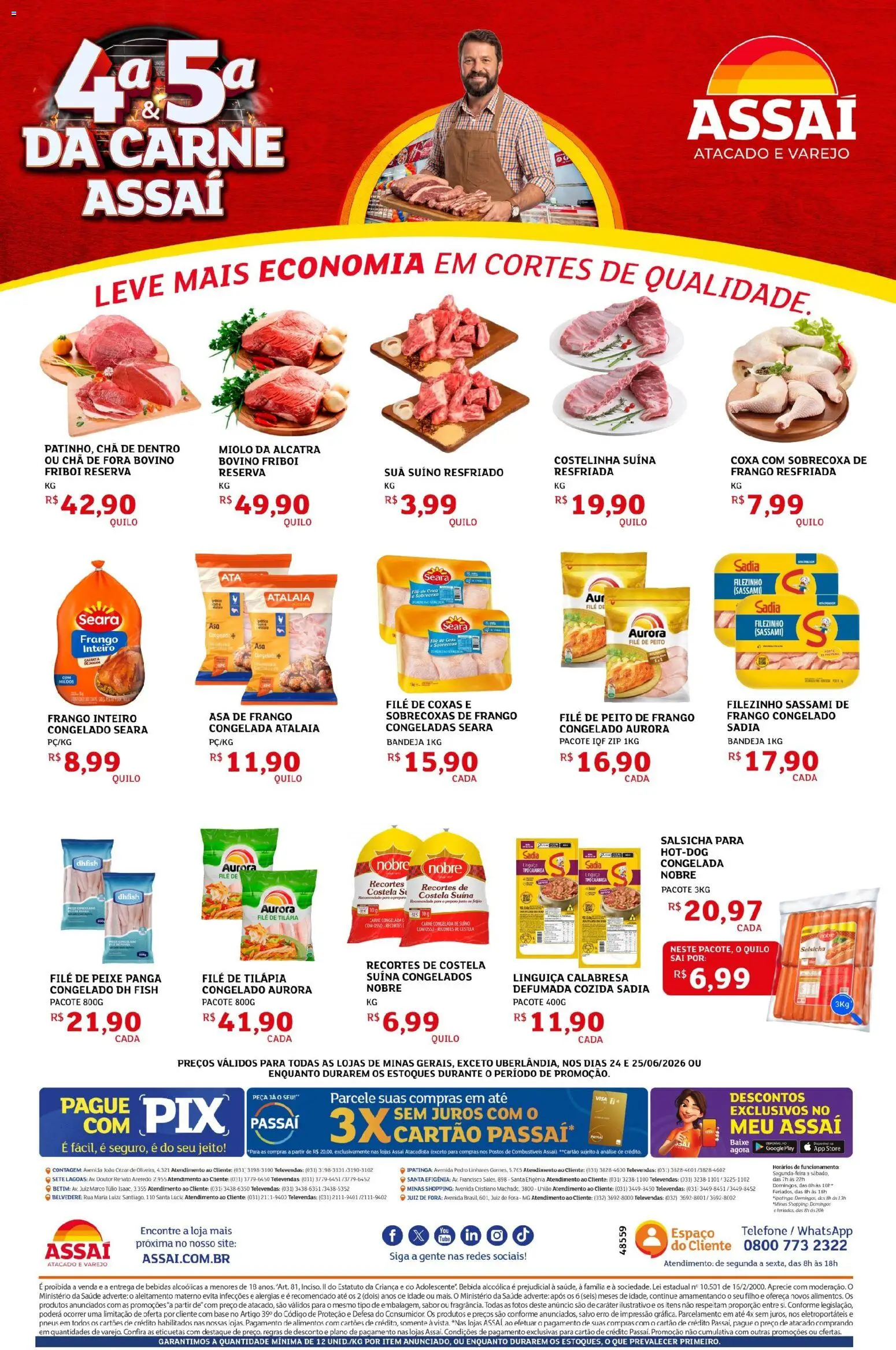 Assaí Atacadista Folheto - válido de 24/06/2026 | Página: 2 | Produtos: Asa de frango, Pneus, Chá, Filé de tilápia