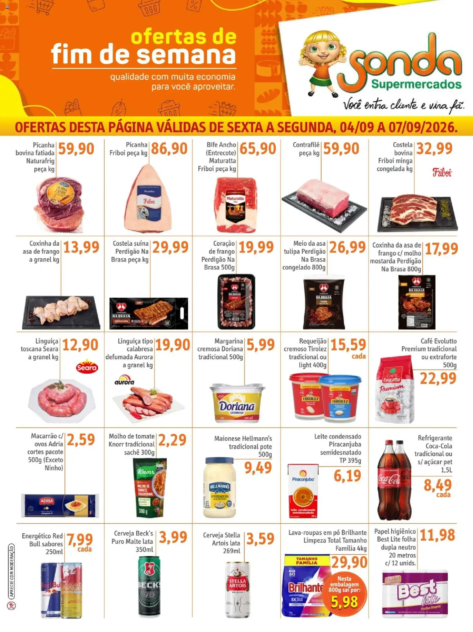 Sonda Folheto - válido de 04/09/2026 | Página: 1 | Produtos: Doriana, Frango, Leite condensado, Margarina