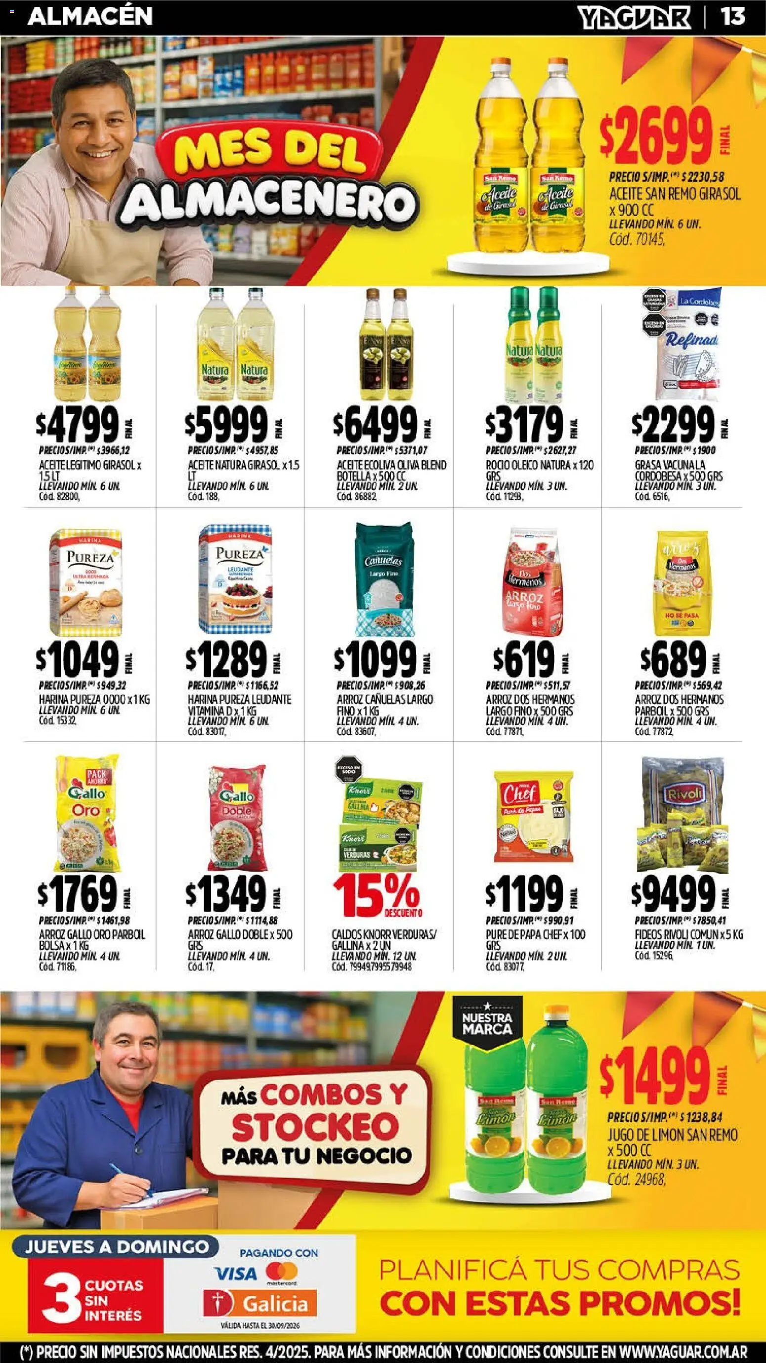 Yaguar - Oferta Semanal Salta │ válido desde el 14/09/2026 | Página: 14 | Productos: Botella, Oliva, Arroz, Fideos