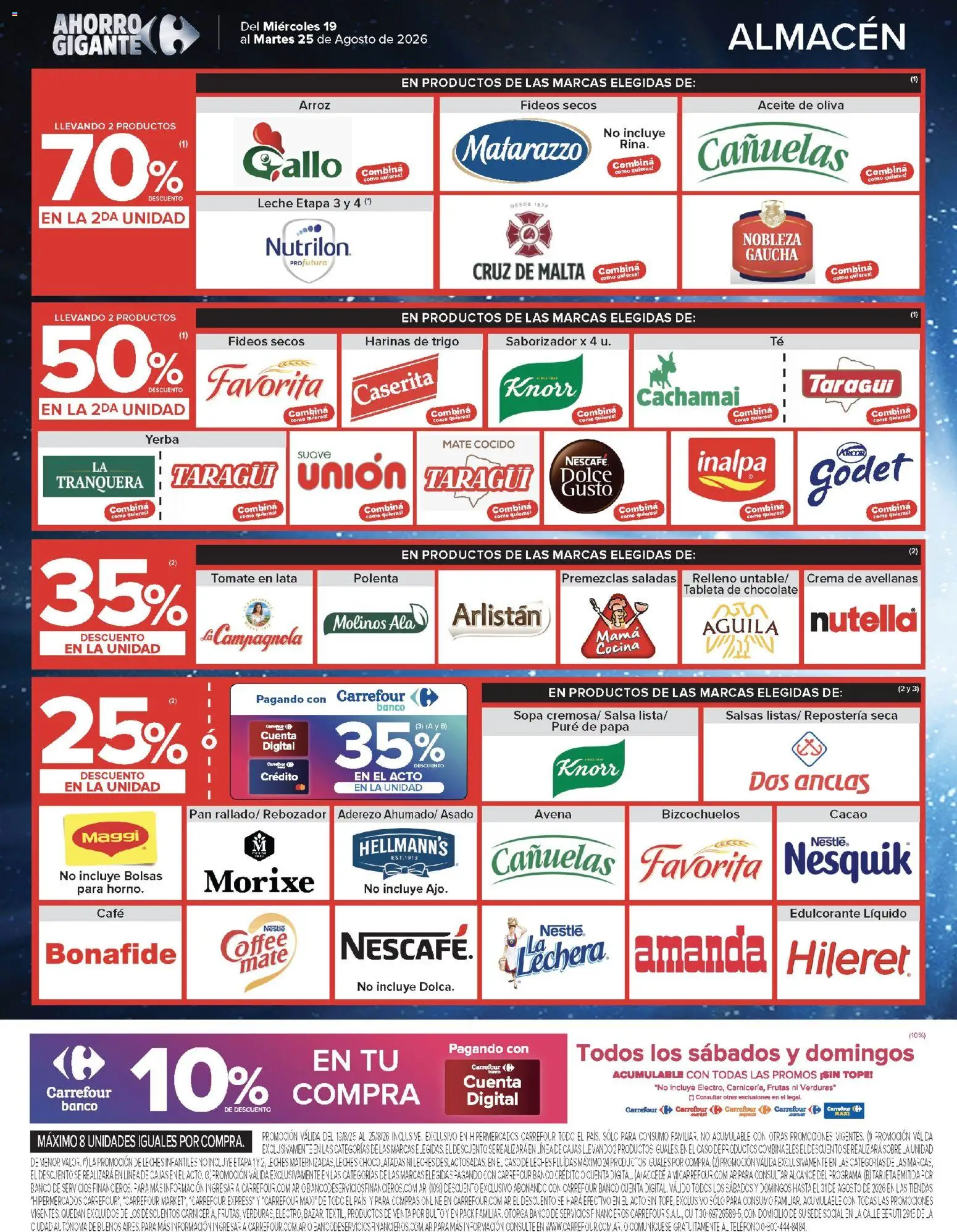 Carrefour ofertas │ válido desde el 19/08/2026 | Página: 6 | Productos: Papa, Tableta de chocolate, Salsas, Arroz