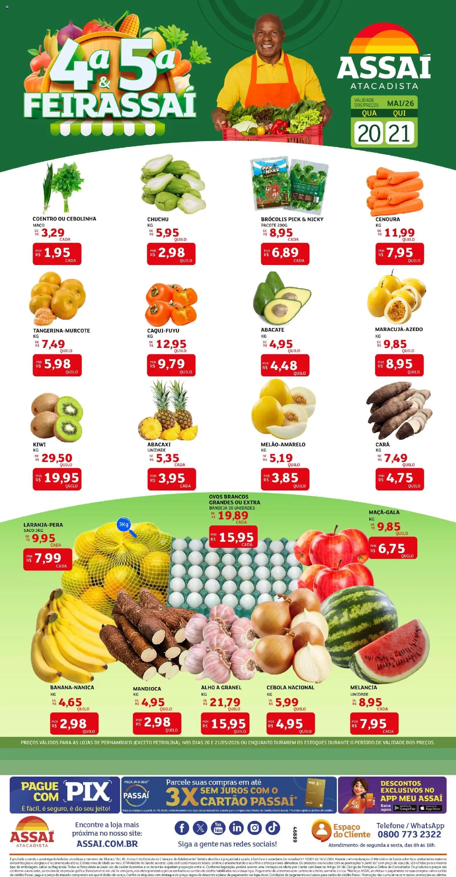 Assaí Atacadista Folheto - válido de 20.05.2026 | Página: 1 | Produtos: Alho, Mandioca, Abacaxi, Cenoura