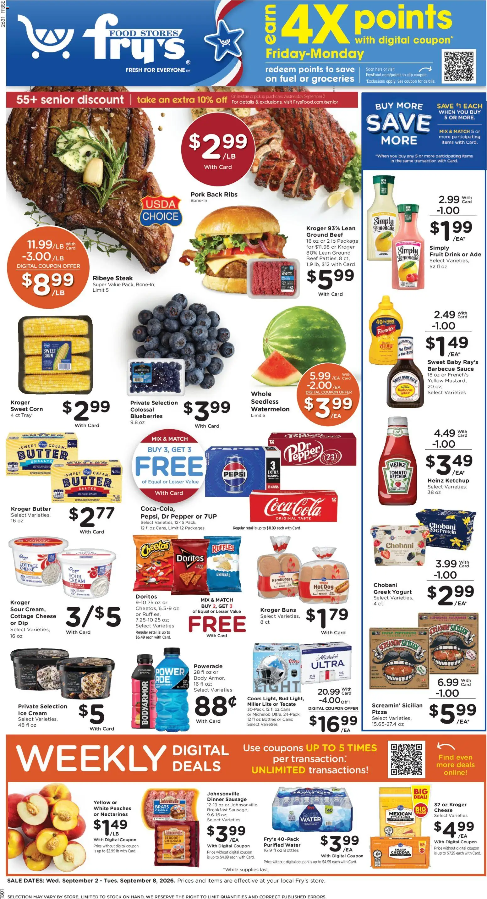 Fry's Food Weekly Ad - valid from 09/02/2026 | Page: 1 | Products: Clip, Ketchup, Cottage cheese, Pepsi