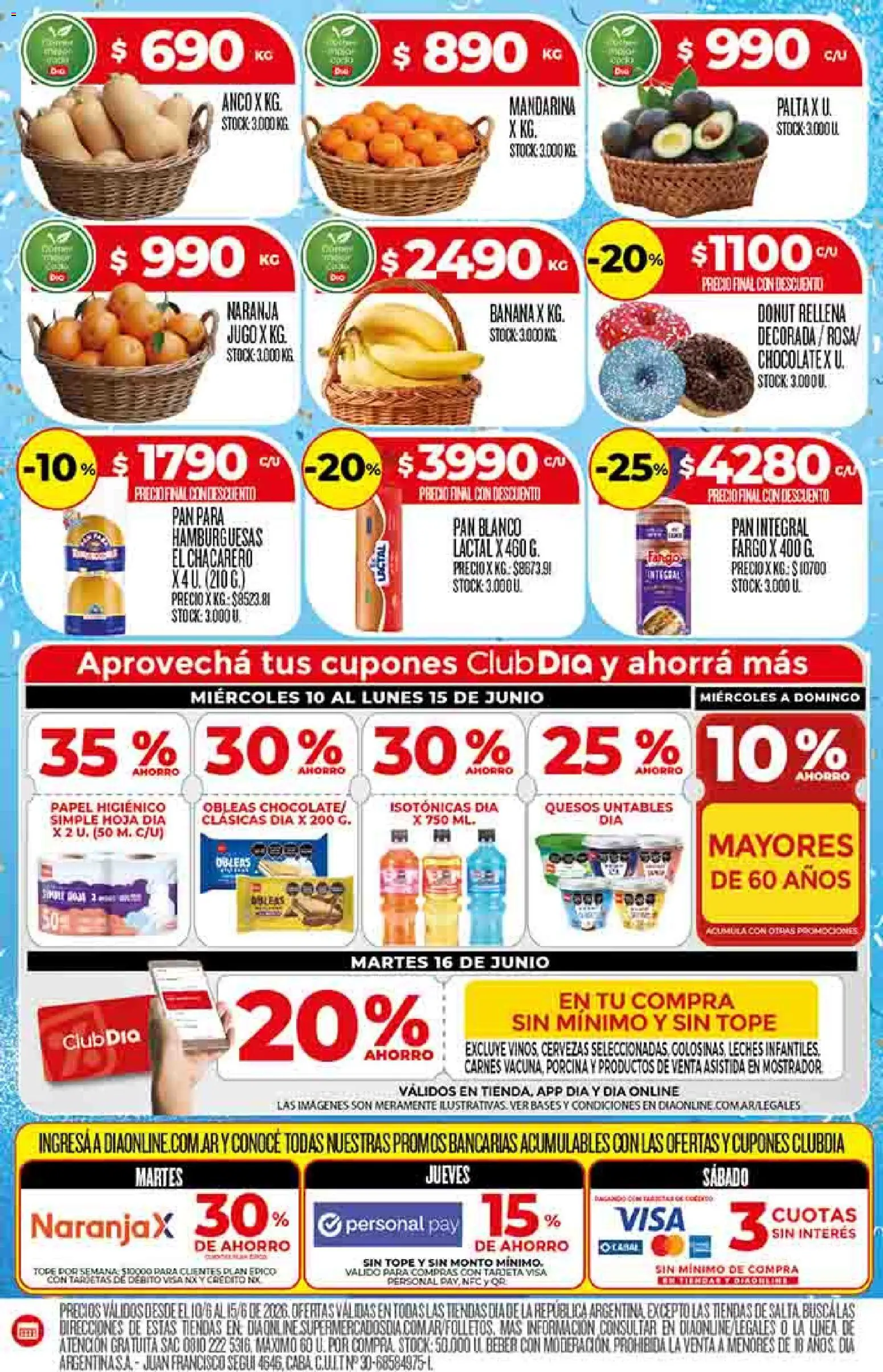 Supermercado DIA Ofertas │ válido desde el 10.06.2026 | Página: 4 | Productos: Papel higiénico, Palta, Pan, Jugo