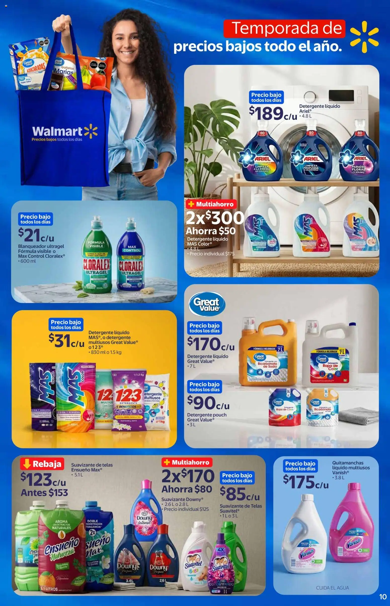 Nuevas ofertas de Walmart Express válidas en toda la República Mexicana desde el 03.06.2026. ¡Encuentra las mejores ofertas en Walmart Express folleto! | Página: 10 | Productos: Quitamanchas, Agua, Suavizante, Ropa