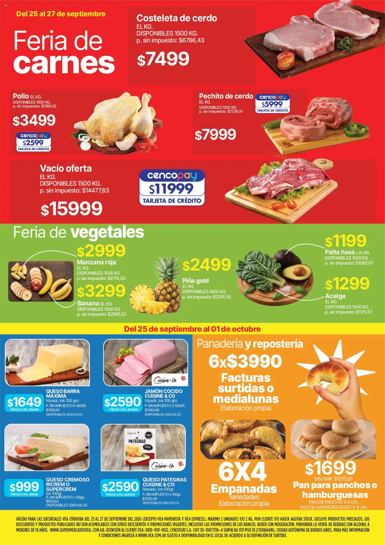 Vea - Folleto Fin de Semana - Córdoba │ válido desde el 25/09/2026 | Página: 2 | Productos: Panadería, Jamón cocido, Manzana, Queso
